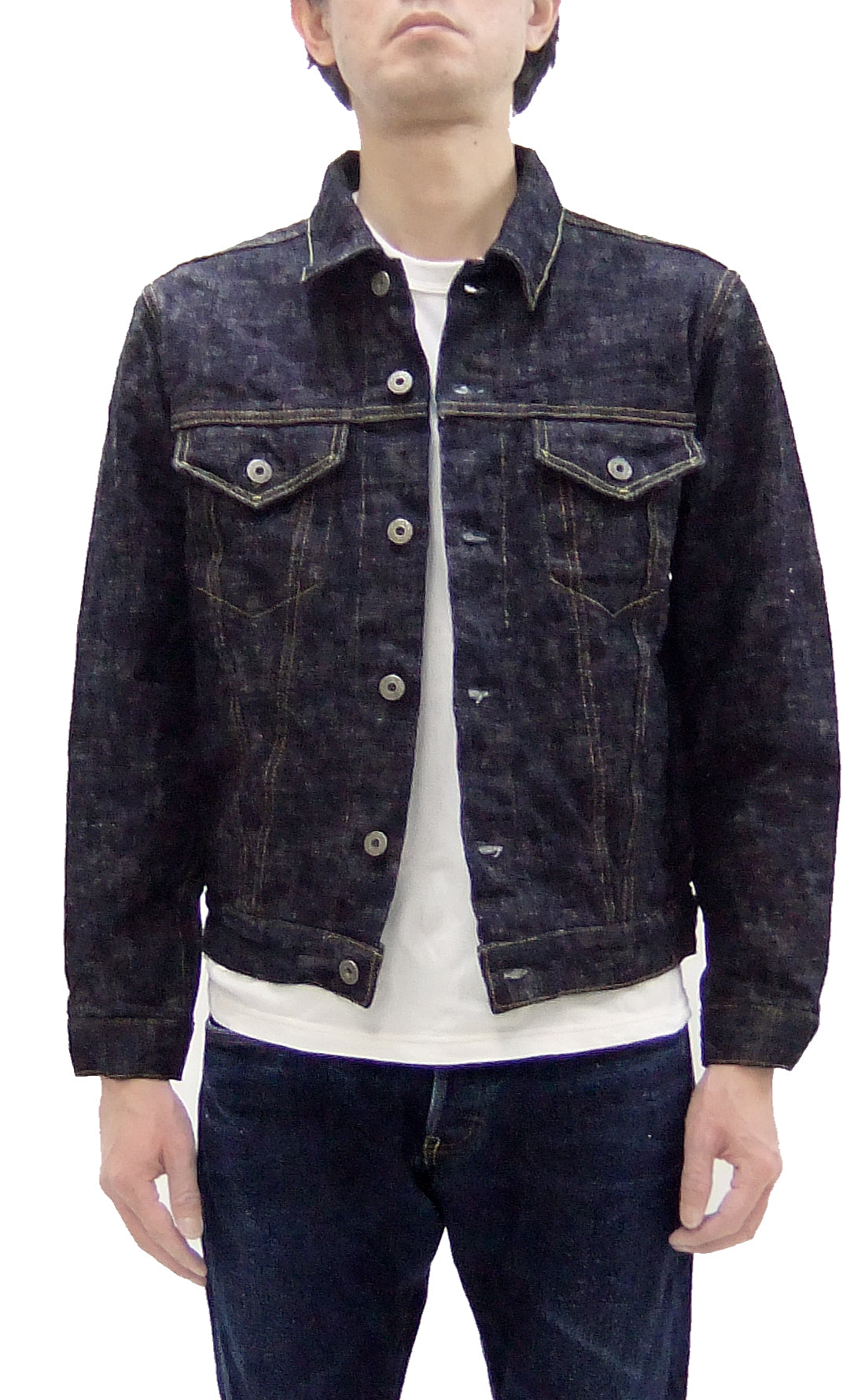 ONI Kasuri Slub Selvedge Denim Jacket for Men - 17oz Slim Fit Type III Jean Jacket in Indigo (One Wash) | Premium Raw Denim Outerwear for Casual Wear & Street Style