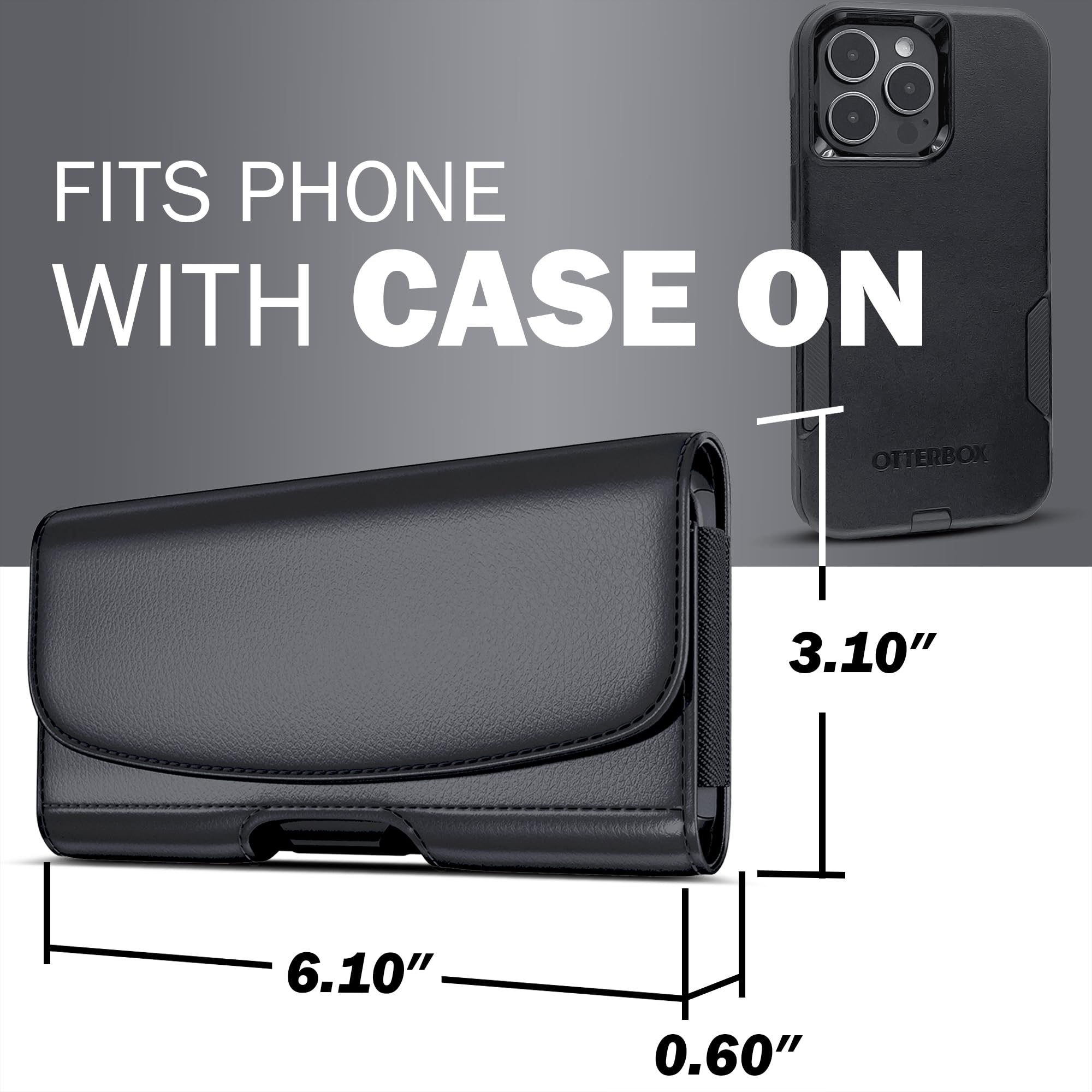 Premium Phone Holster Belt Clip for iPhone 16/15/14/13/12/11 Pro, XS/X/XR & Samsung Galaxy S25/S24/S23/S22 - Universal Cell Phone Holder with ID Card Pouch (Fits Phones with Cases) - Perfect for Construction, Hiking, Running & Outdoor Activities