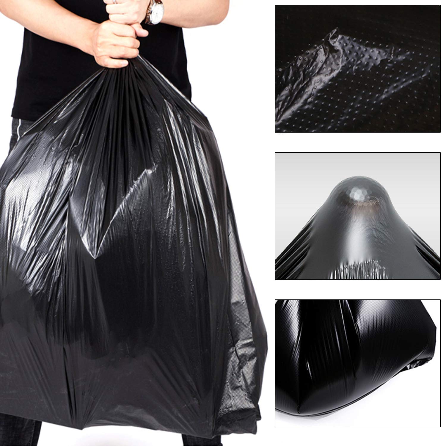 **65 Gallon Heavy Duty Trash Bags - 25 Count Large Black Garbage Can Liners for Indoor & Outdoor Use - Perfect for Kitchens, Offices, and Yard Waste**