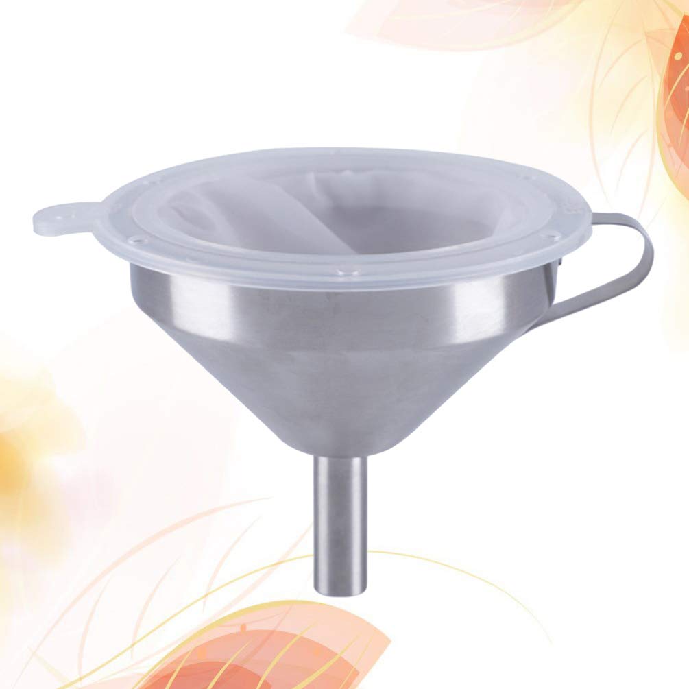 Premium Wine Filtering Kit - Fine Mesh Filter Bags, Cooking Strainer & Metal Funnel Set for Home Brewing, Coffee, Juice Making | Cabilock Kitchen Skimmer with Durable Food Grade Screen (Large White) - Perfect for Winemaking, Cocktail Mixing & Food Preparation