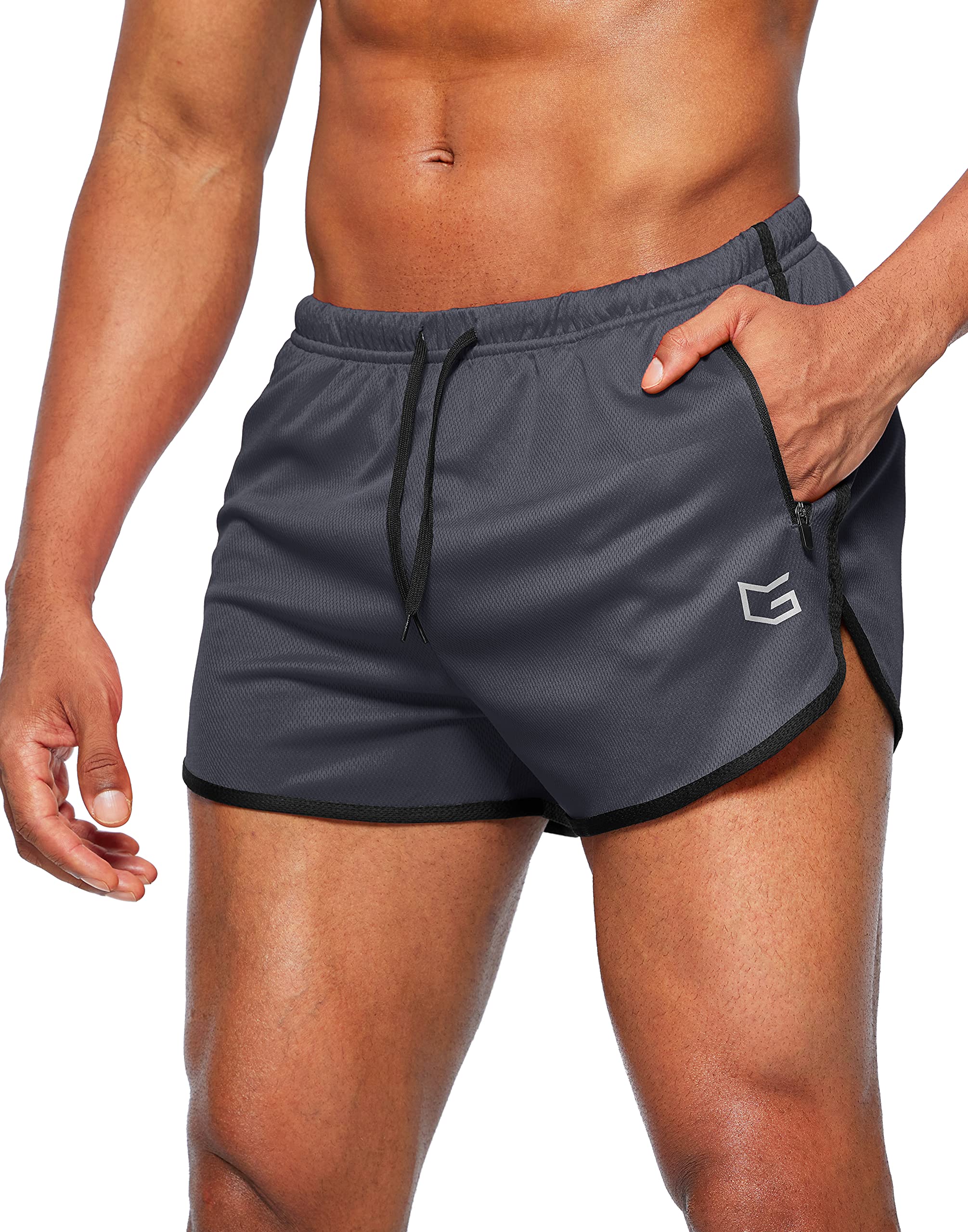 **Men's 3 Inch Running Shorts - Quick Dry Gym Athletic Jogger Shorts with Zipper Pockets - Perfect for Jogging, Workouts & Outdoor Activities**