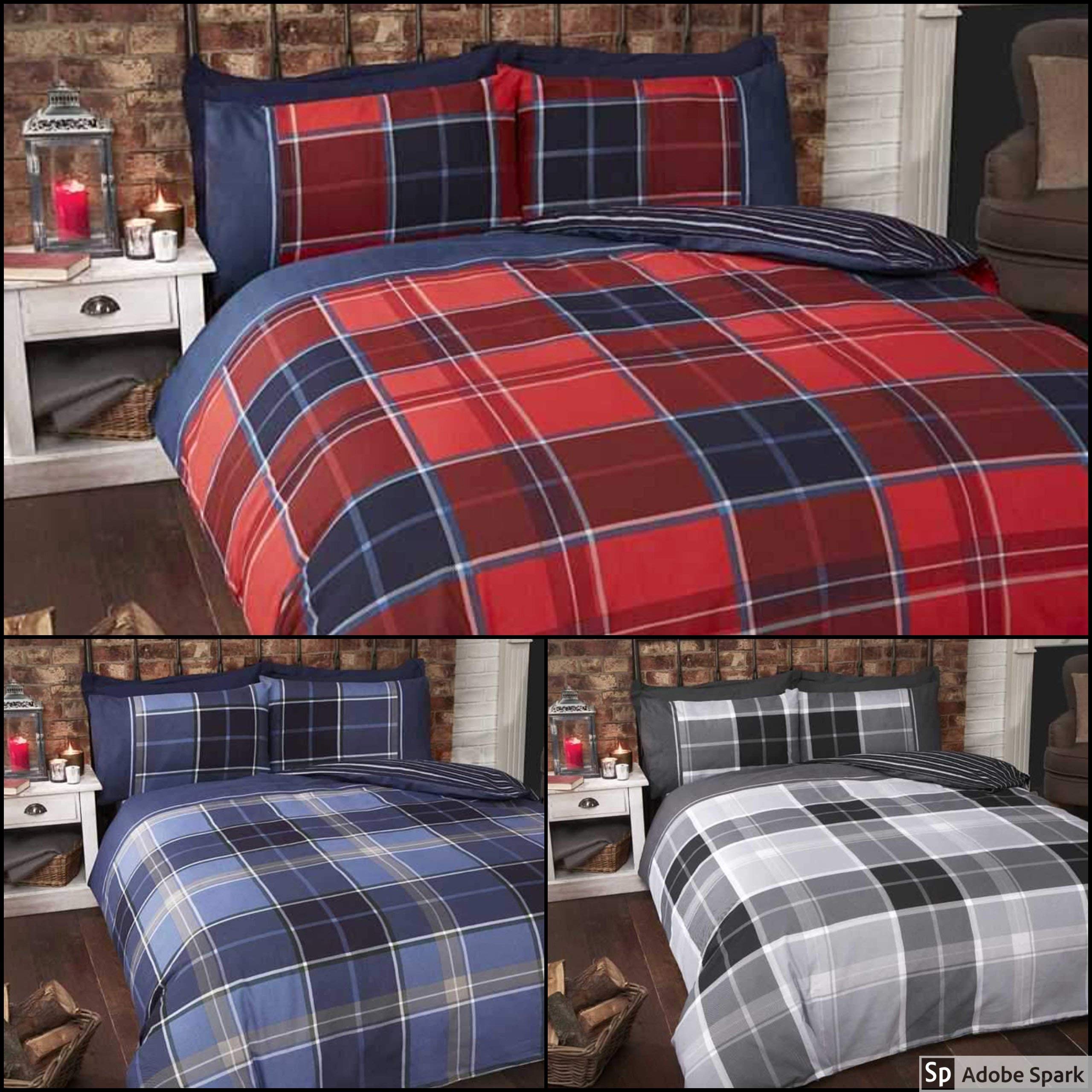 Argyle Tartan Red King Duvet Cover Set - Soft Luxury Bedding for Master Bedroom - Perfect for Winter Warmth & Cozy Home Decor
