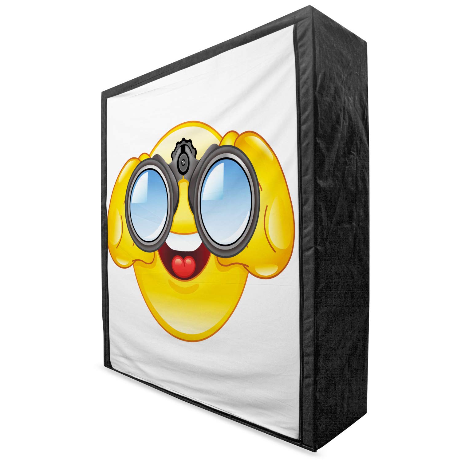 Ambesonne Portable Fabric Wardrobe with Smiling Face & Telescope Binoculars Glasses Cartoon Print - 59
