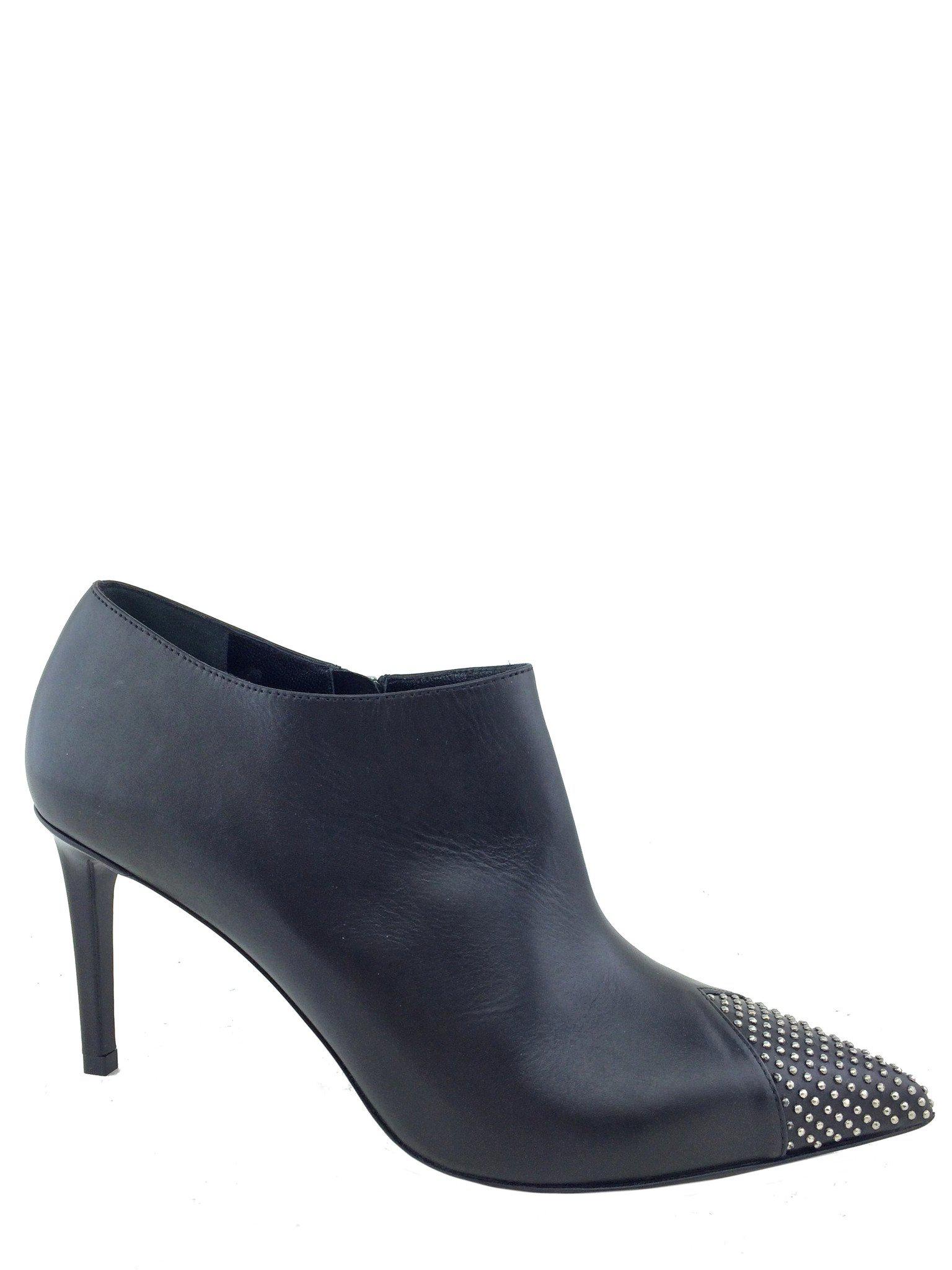 Saint Laurent Studded Pointed Toe Ankle Boots Women's Size 10 Black Leather - Perfect for Night Out, Party & Evening Events