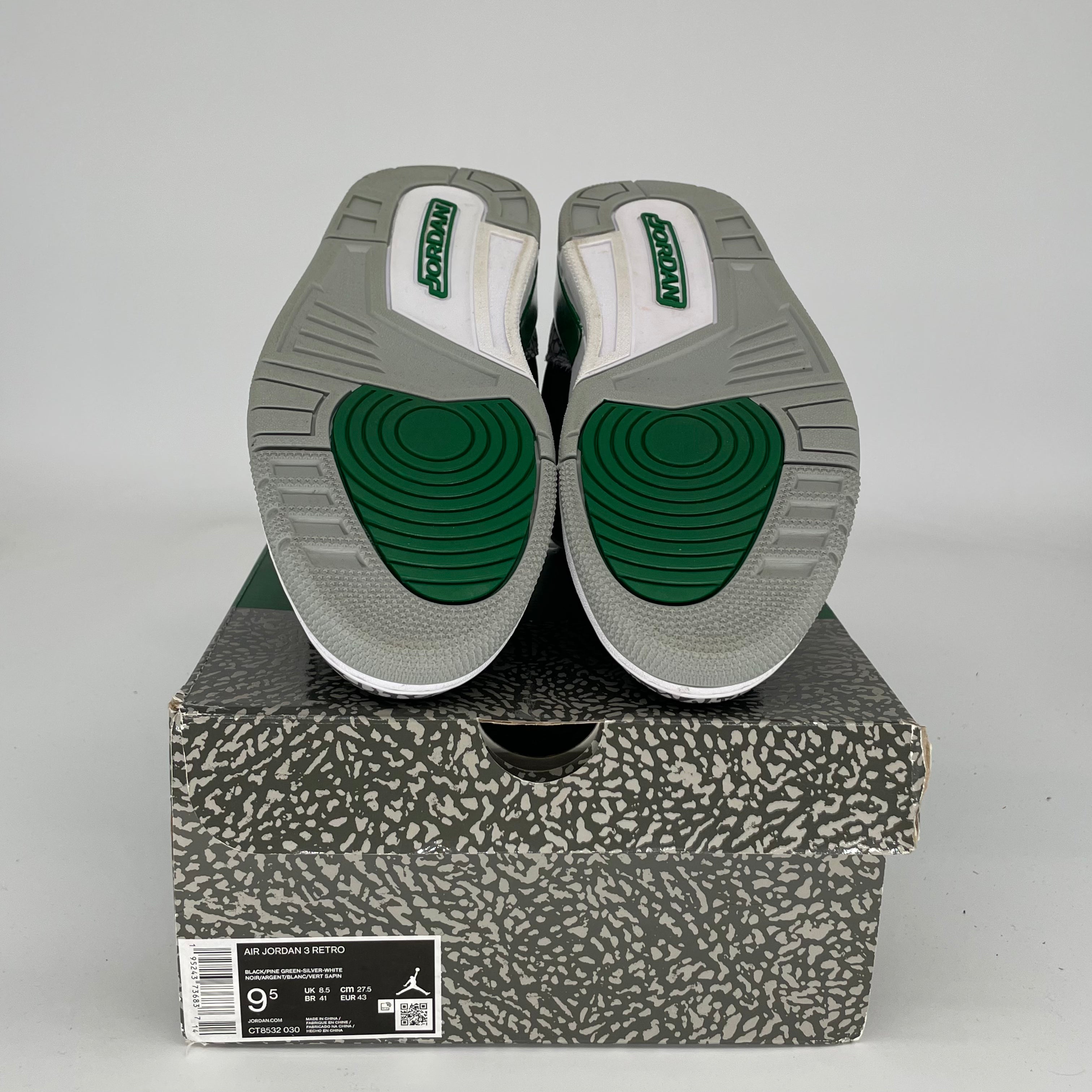 AIR JORDAN 3 Retro Pine Green Basketball Shoes Men's Size 9.5 (CT8532-030) - Perfect for Streetwear & Court Performance