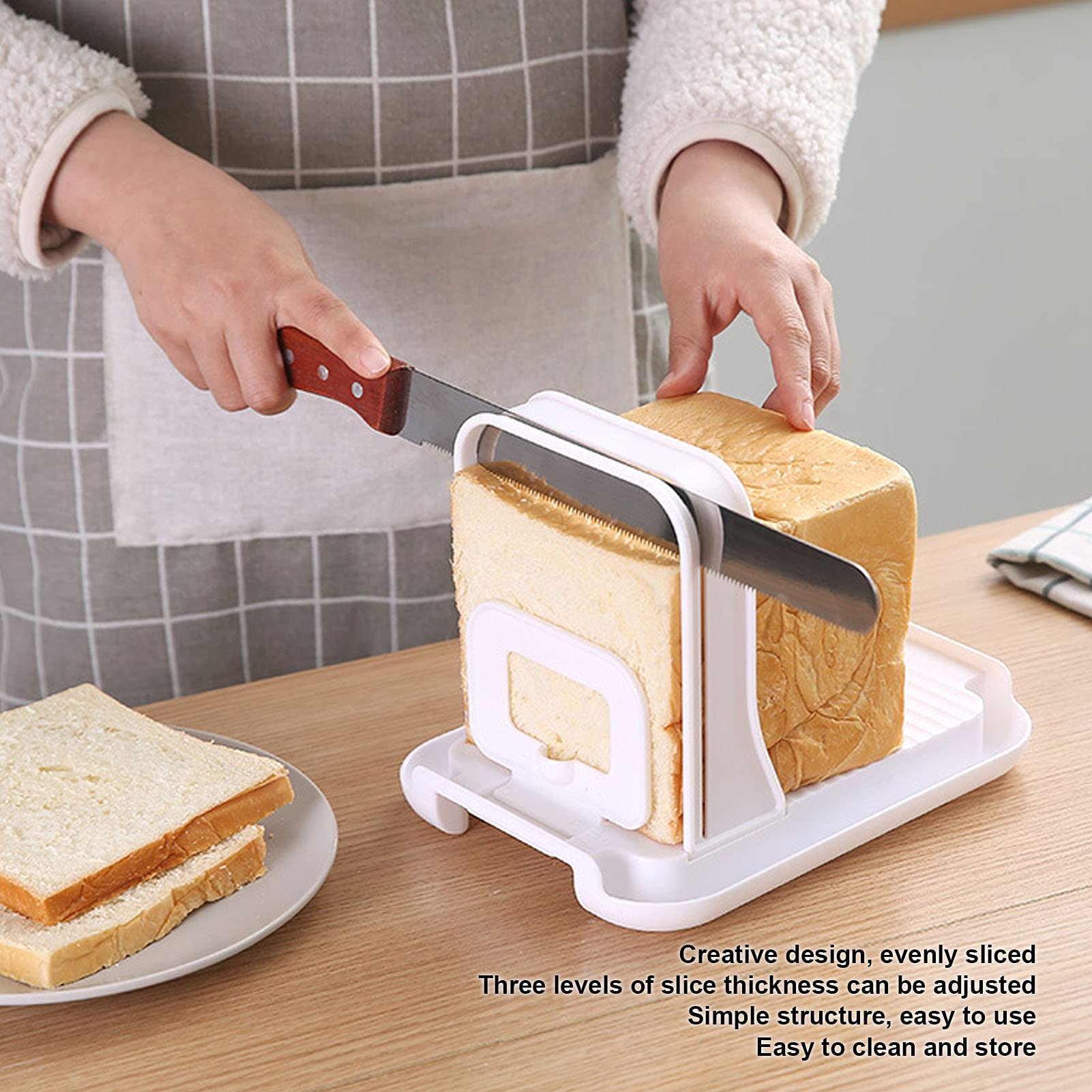 Adjustable Bread Slicer & Bagel Cutter - Manual Multi-Purpose Kitchen Tool for Perfect Bread, Meat & Vegetable Slices | Ideal for Home Baking, Meal Prep & Deli Cutting