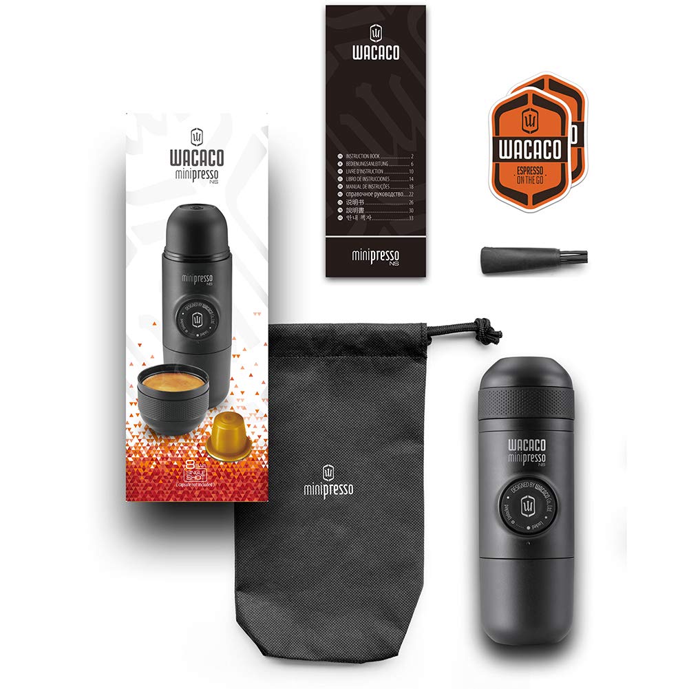 WACACO Minipresso NS Portable Espresso Machine - Compatible with Nespresso® Capsules & Pods - Hand Pump Manual Coffee Maker for Travel, Camping, Office & Outdoor Adventures