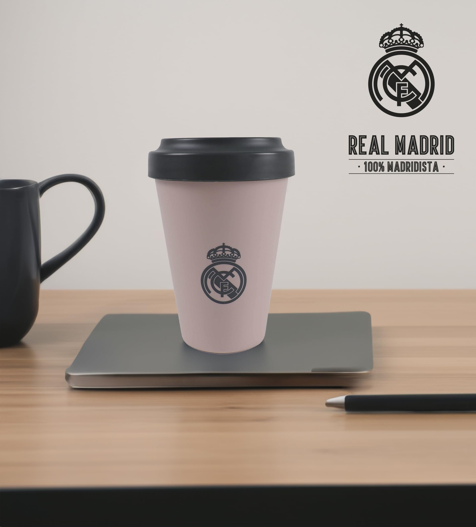 Official Real Madrid Travel Mug with Lid - Insulated Pink Tumbler for Hot & Cold Drinks - Perfect for Coffee, Tea, or Smoothies On-The-Go