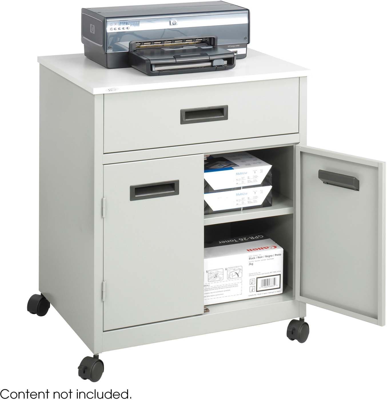 Heavy Duty Steel Machine Stand with Enclosed Drawer - Industrial Gray [1870GR] - Perfect for Workshop, Garage & Industrial Use