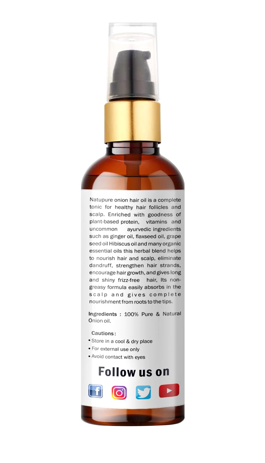 Natupure Onion Hair Oil for Hair Growth - 100% Natural & Therapeutic Grade Scalp Treatment (100ml) - Promotes Thicker, Stronger Hair & Reduces Hair Loss for Men & Women