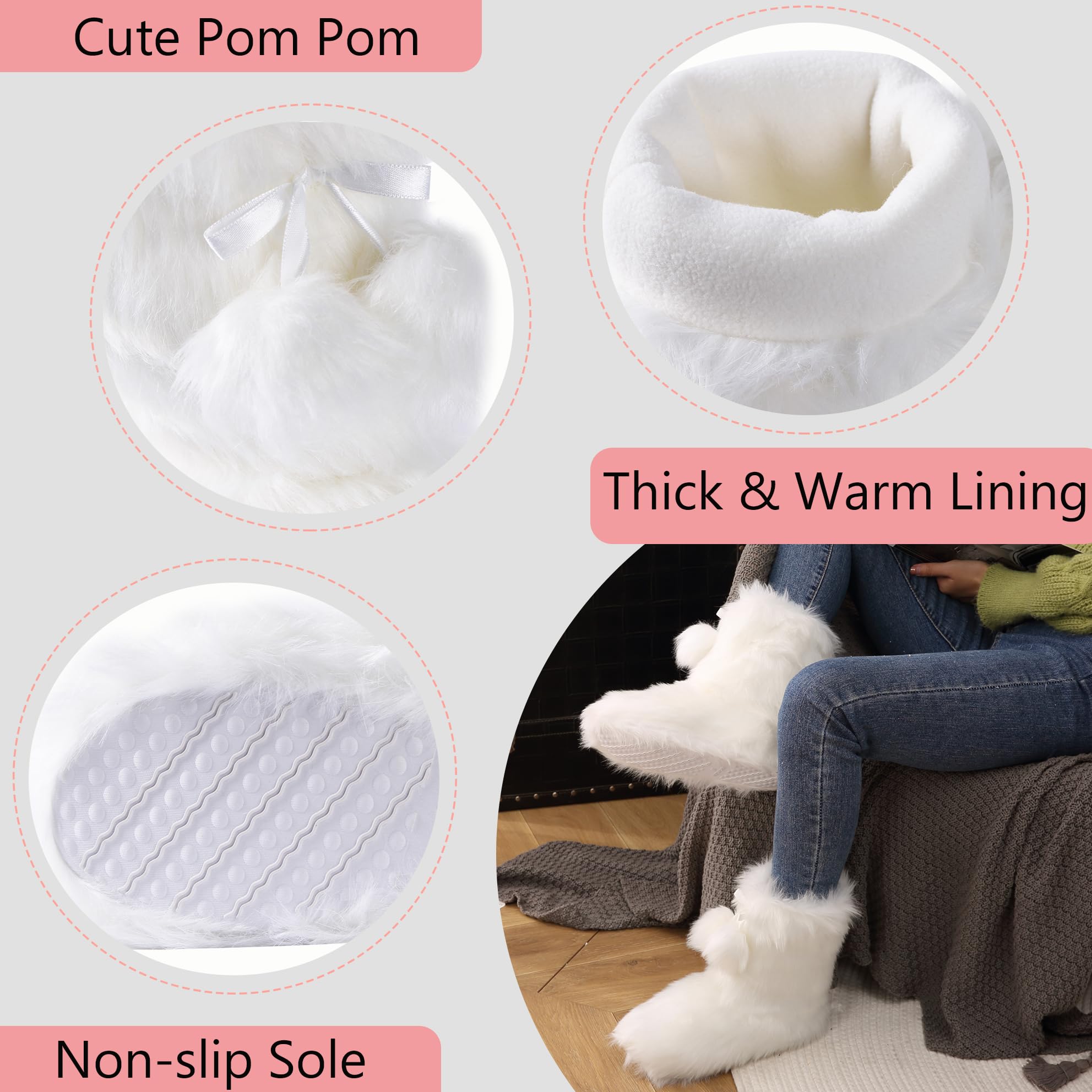 Women's Soft Fleece Plush Indoor Slippers - Cozy Warm House Boots for Winter Comfort | Perfect for Lounging, Relaxing at Home & Cold Weather Wear