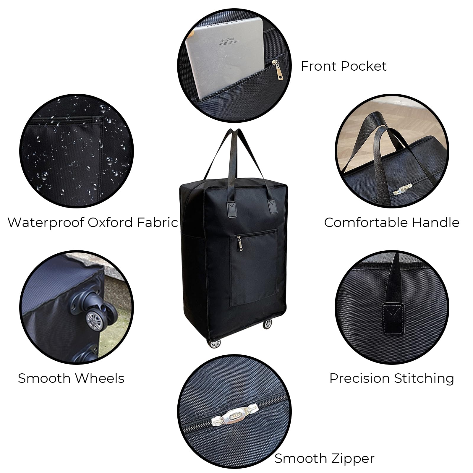 Foldable Wheeled Duffel Bag - Lightweight Carry-On Luggage for Travel & Gym