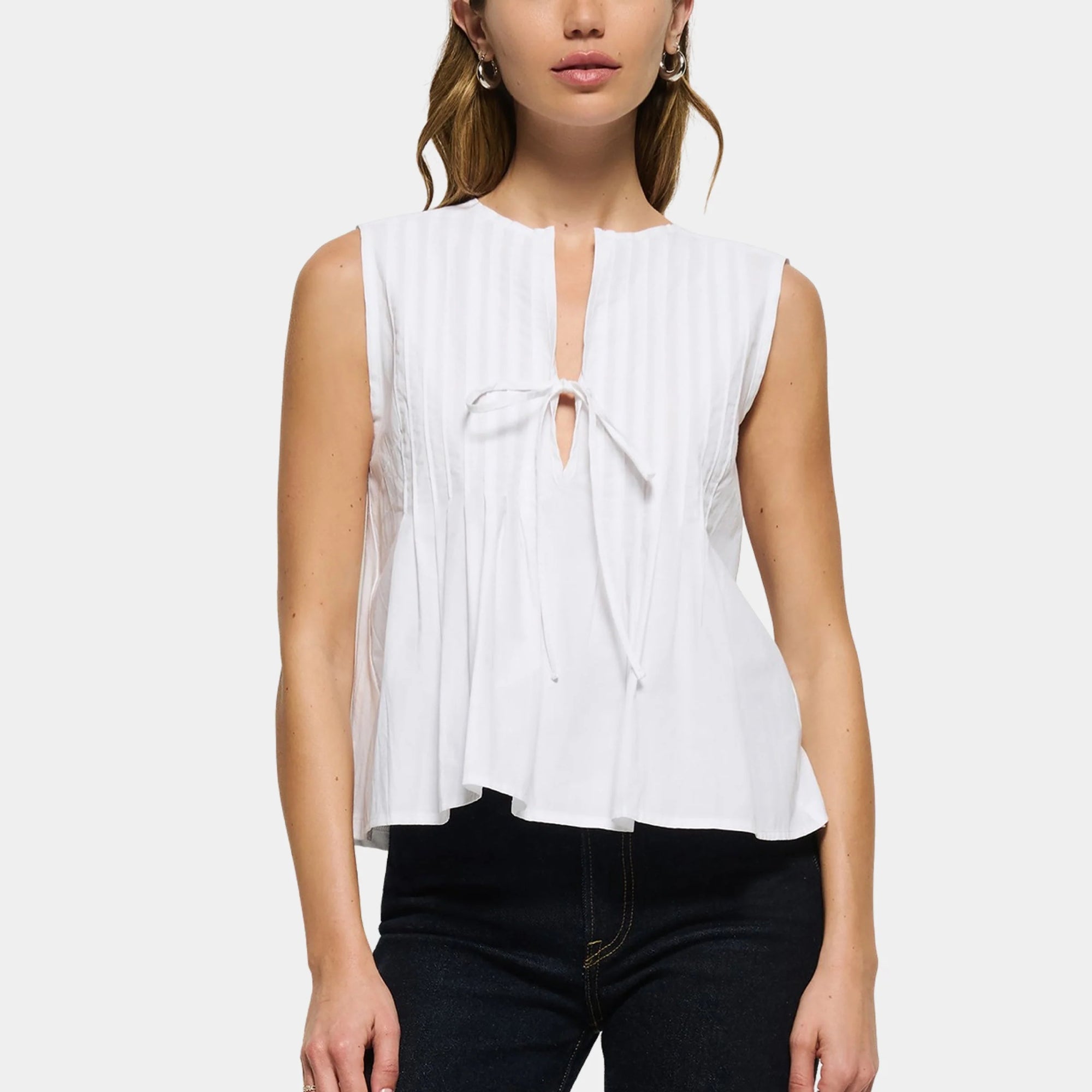 Stylish Ali Tie Front Top for Women - Elegant White Blouse for Casual & Office Wear | Perfect for Summer Outfits & Layering