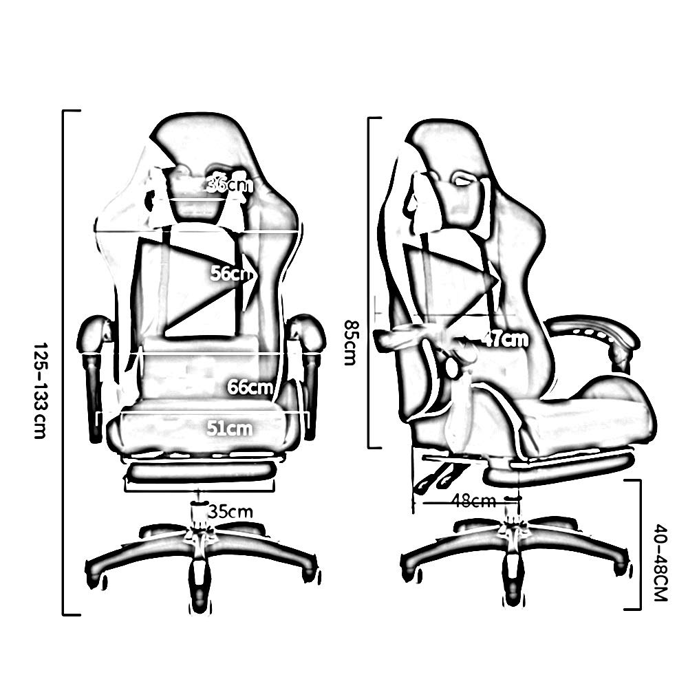 Ergonomic Reclining Office Chair with Adjustable Height, Footrest & Lumbar Support - High Back Executive Gaming Chair with Headrest & Massage Function (Pink White) - Perfect for Home Office, Gaming Setup & Workspace Comfort