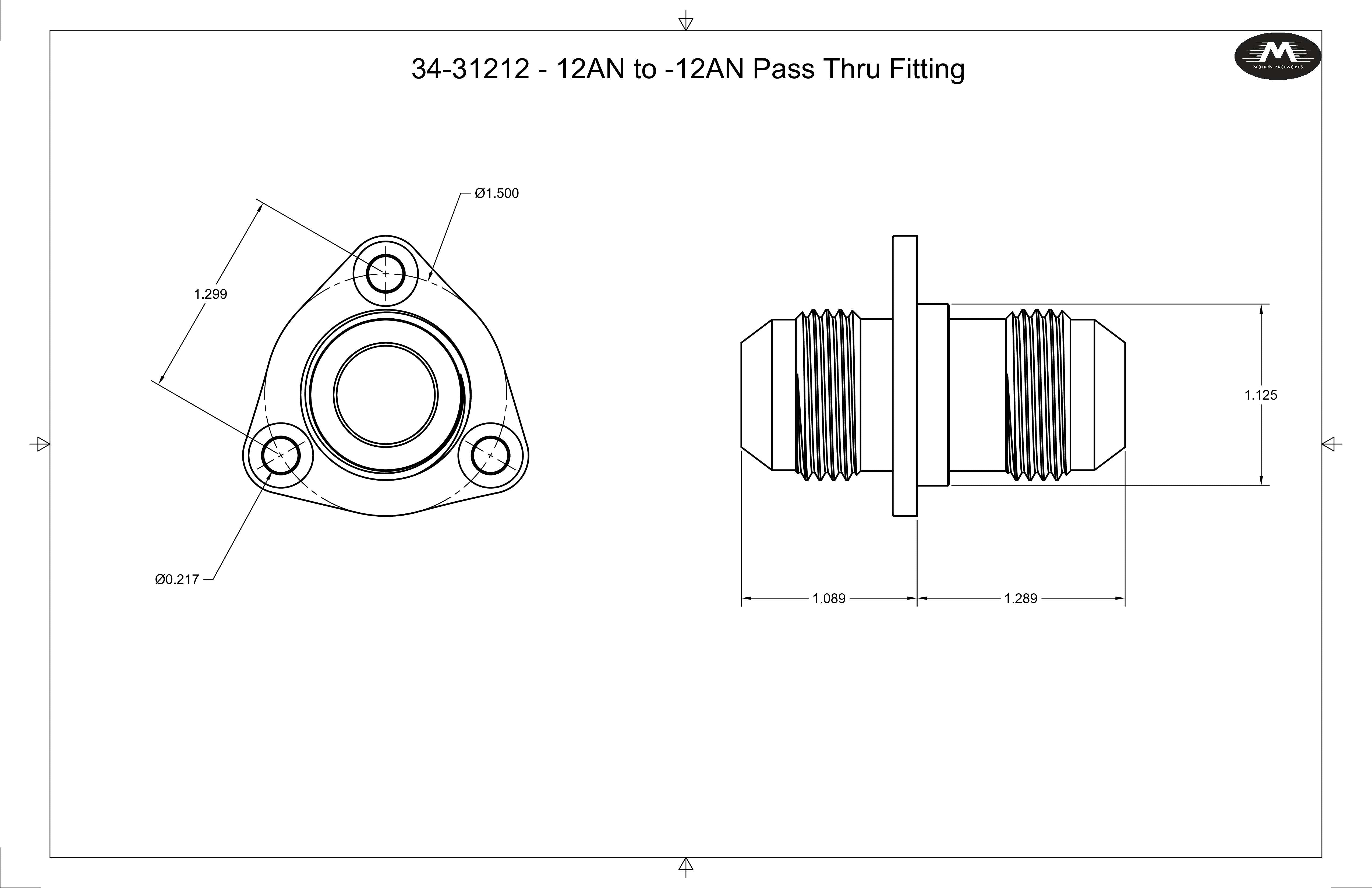 12AN Flanged Bolt Pass Thru Bulkhead Fitting - High Pressure Fuel & Oil Line Connector for Automotive, Marine & Industrial Applications