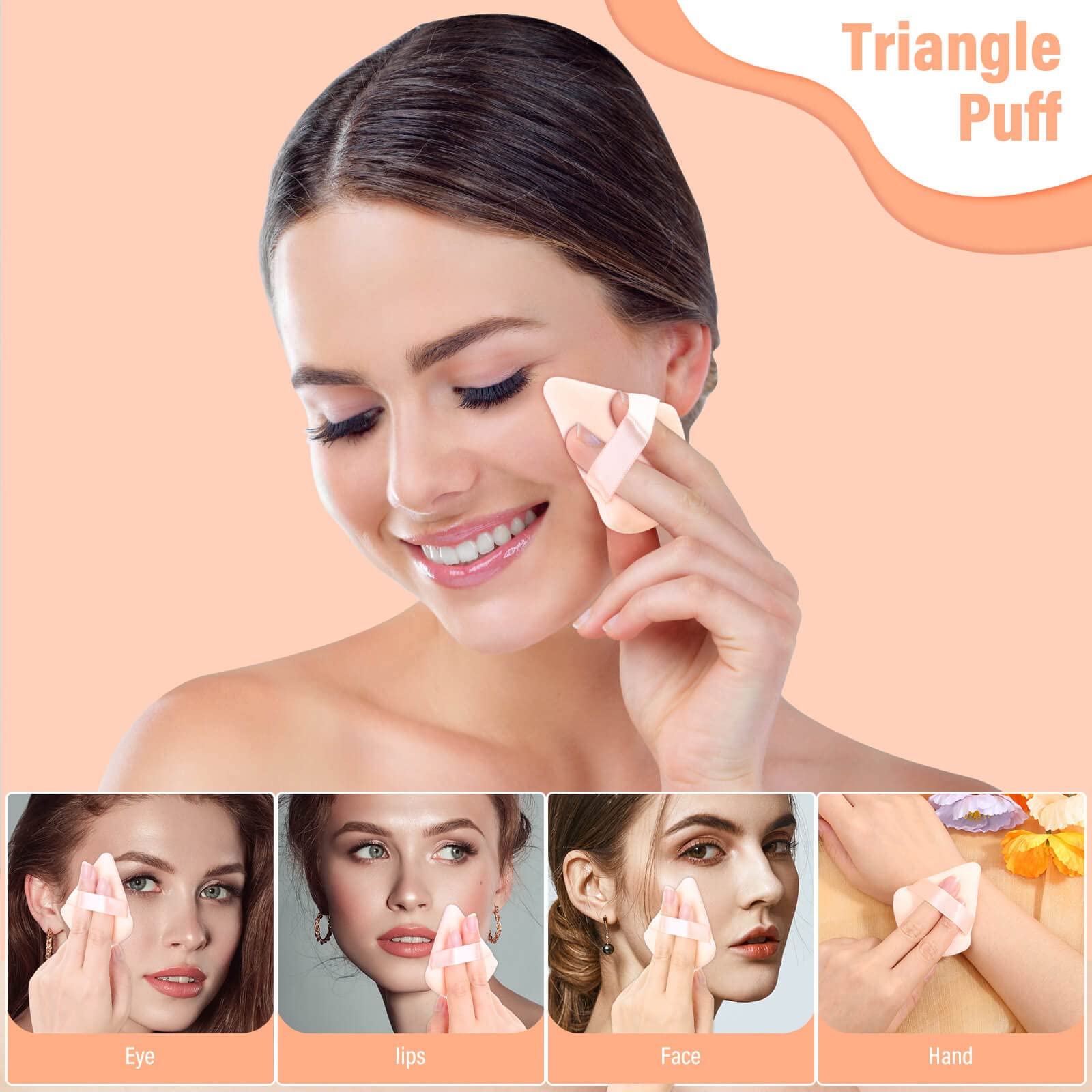 Thrilez 20pcs Triangle Makeup Powder Puffs - Soft Loose & Pressed Powder Applicators for Face & Eye Setting - Premium Beige Cosmetic Sponge Puffs for Flawless Makeup Application - Perfect for Daily Use, Travel & Professional Makeup Kits