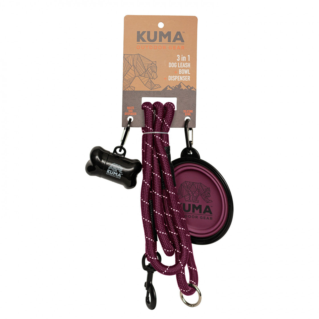 KUMA 3-in-1 Dog Leash - Retractable, Hands-Free & Reflective for Small Medium Large Dogs - Perfect for Walking, Running & Hiking with Your Pet