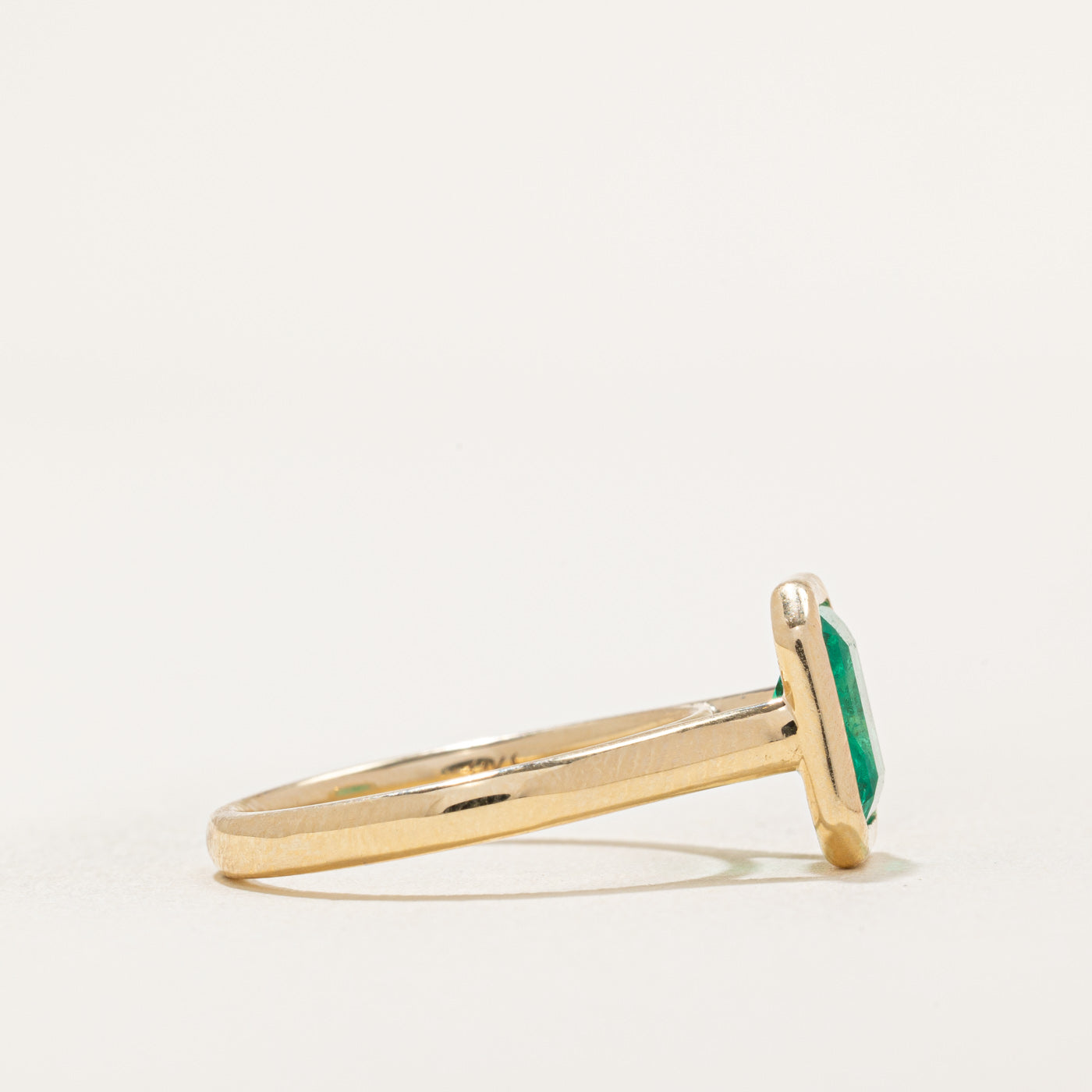 Emerald Bezel Set Ring - 1.54ct Genuine Emerald, Size 7.25, 14K Gold Wedding Band, Elegant Jewelry Gift for Her | Perfect for Engagement, Anniversary & Special Occasions