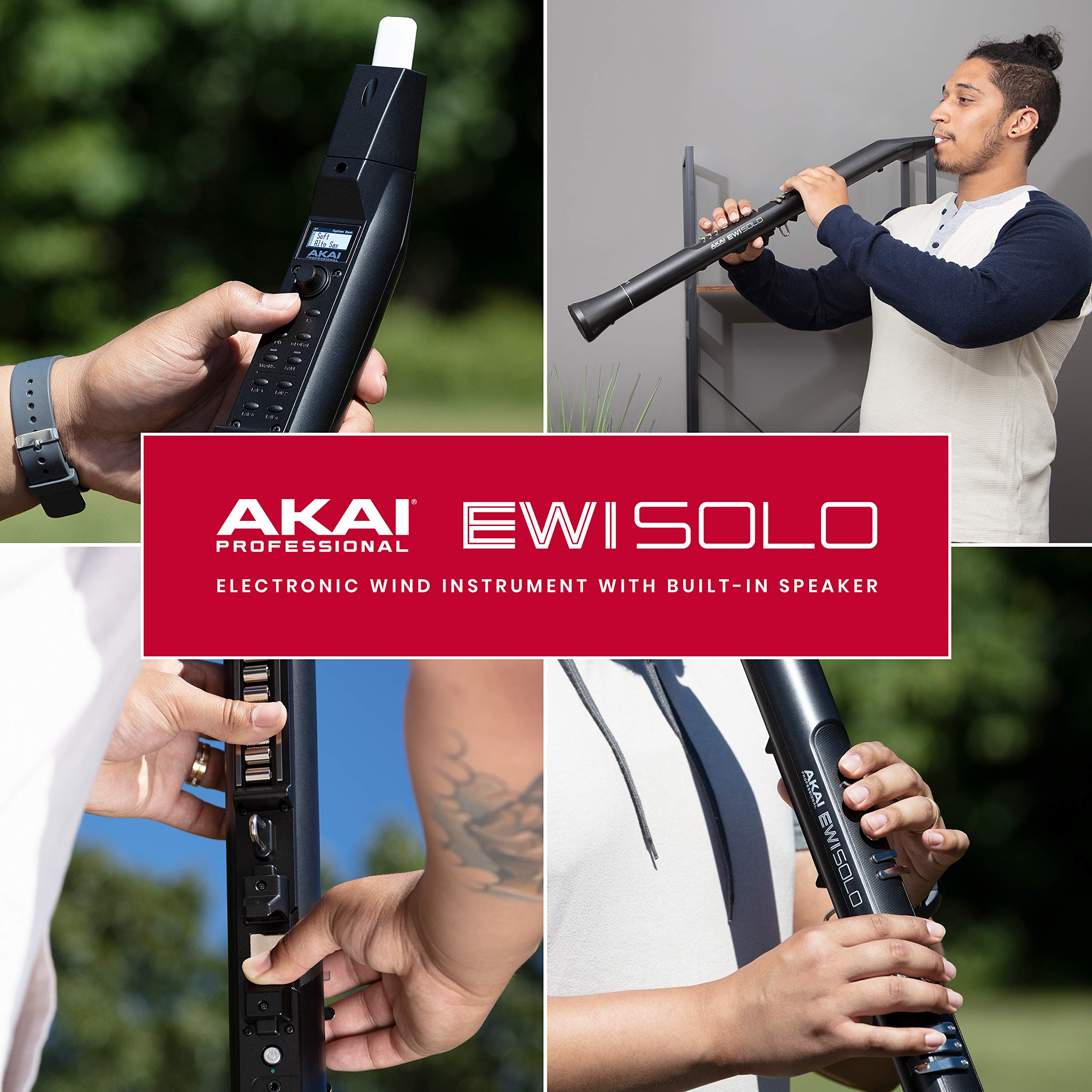 AKAI Professional EWI Solo Electronic Wind Instrument - Portable Digital Wind Controller with 200 Sounds, Built-in Speaker, Rechargeable Battery & USB MIDI Connectivity (Black) - Perfect for Live Performances, Studio Recording & Music Education