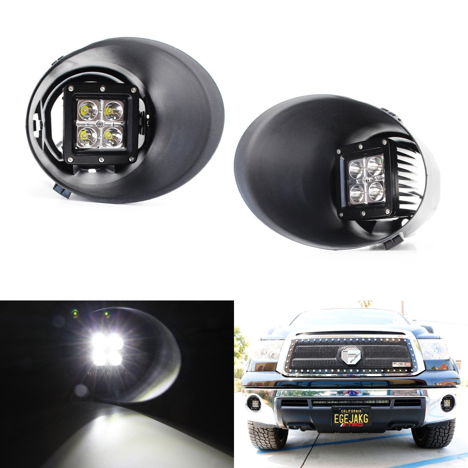 40W CREE LED Pods with Fog Lights & Bezel Covers - Complete Wiring Kit for 2007-2013 Toyota Tundra - Perfect for Off-Roading, Night Driving & Truck Customization
