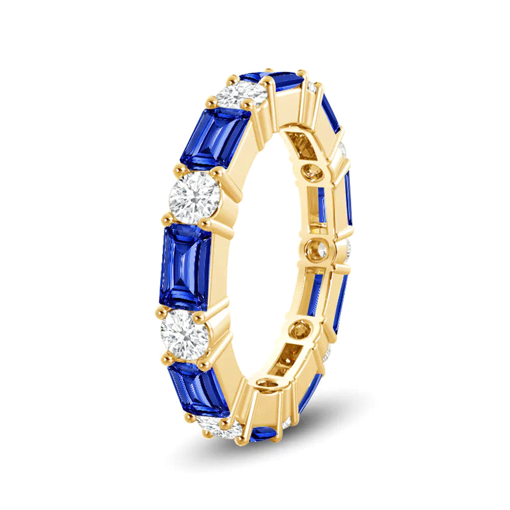 Timeless Lab-Created Sapphire & Diamond Eternity Band Ring for Women - Perfect for Weddings, Anniversaries & Special Occasions