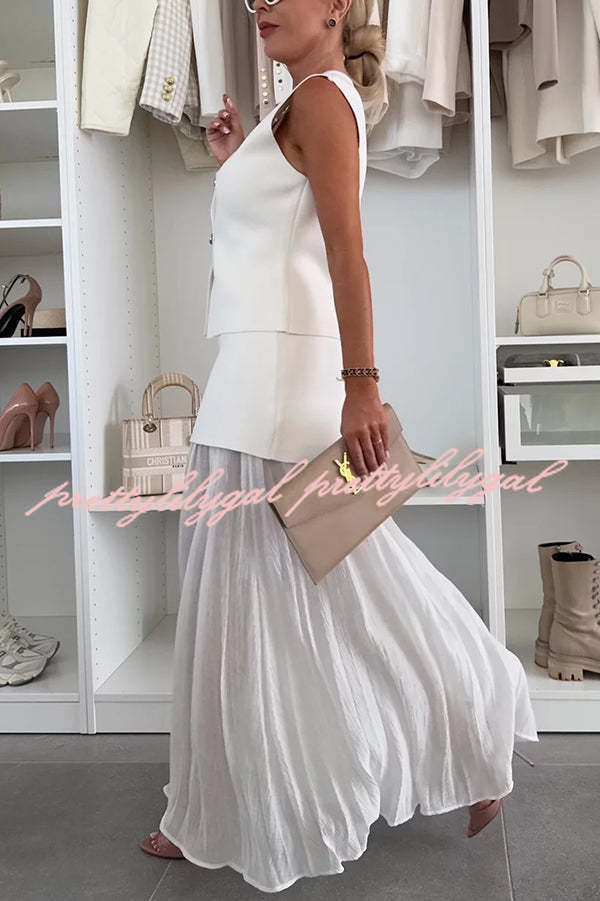 Stylish & Elegant Knit Gold Button V-Neck Loose Vest for Women | Casual & Office Wear | Fall & Winter Fashion Layering Piece