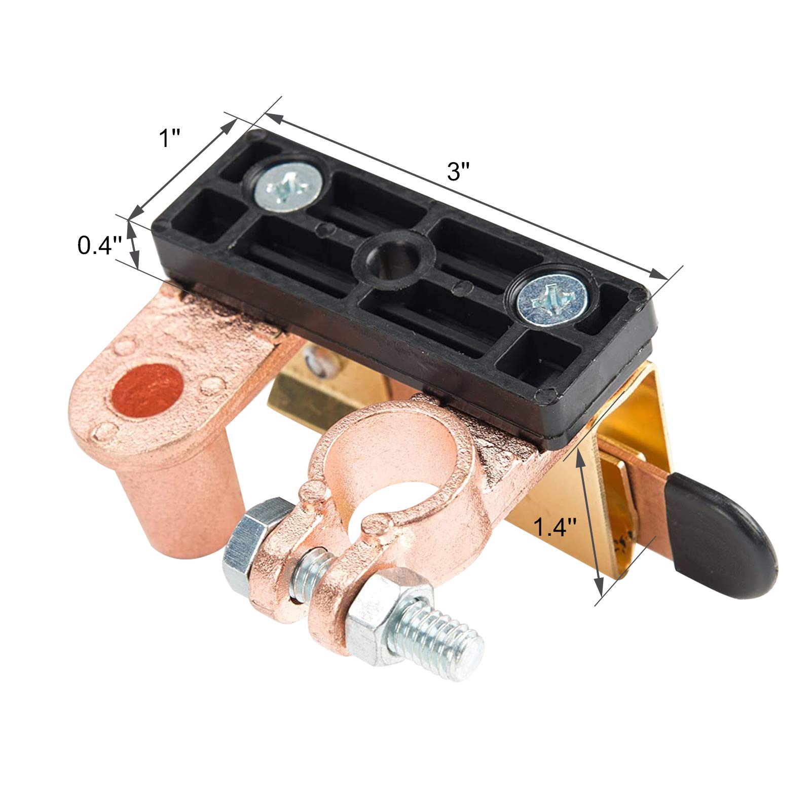 CZC AUTO Solid Brass Battery Disconnect Switch - 12V/24V Knife Blade Master Power Cut Off Isolator for Car, Marine, Boat, RV & ATV | Vertical Mount | Reliable Power Shutoff for Vehicle Storage & Maintenance