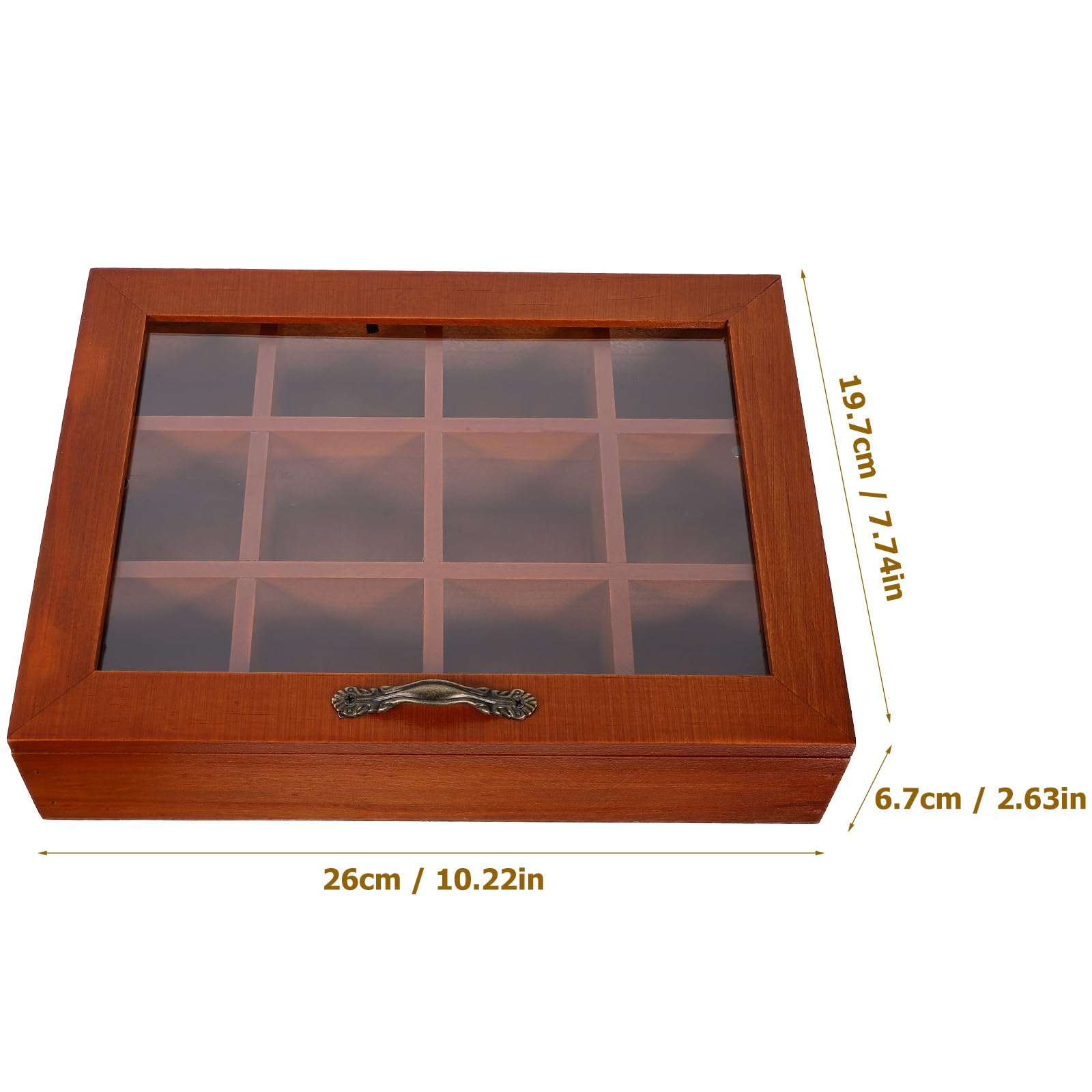 Premium Wooden Tea Box Organizer with Acrylic Window Lid - 12 Compartment Tea Bag Storage Chest for Coffee, Sugar, Sweeteners & Creamer (10.24 x 7.68 x 2.36 Inches) - Perfect for Kitchen Countertop, Pantry Organization & Gift Giving