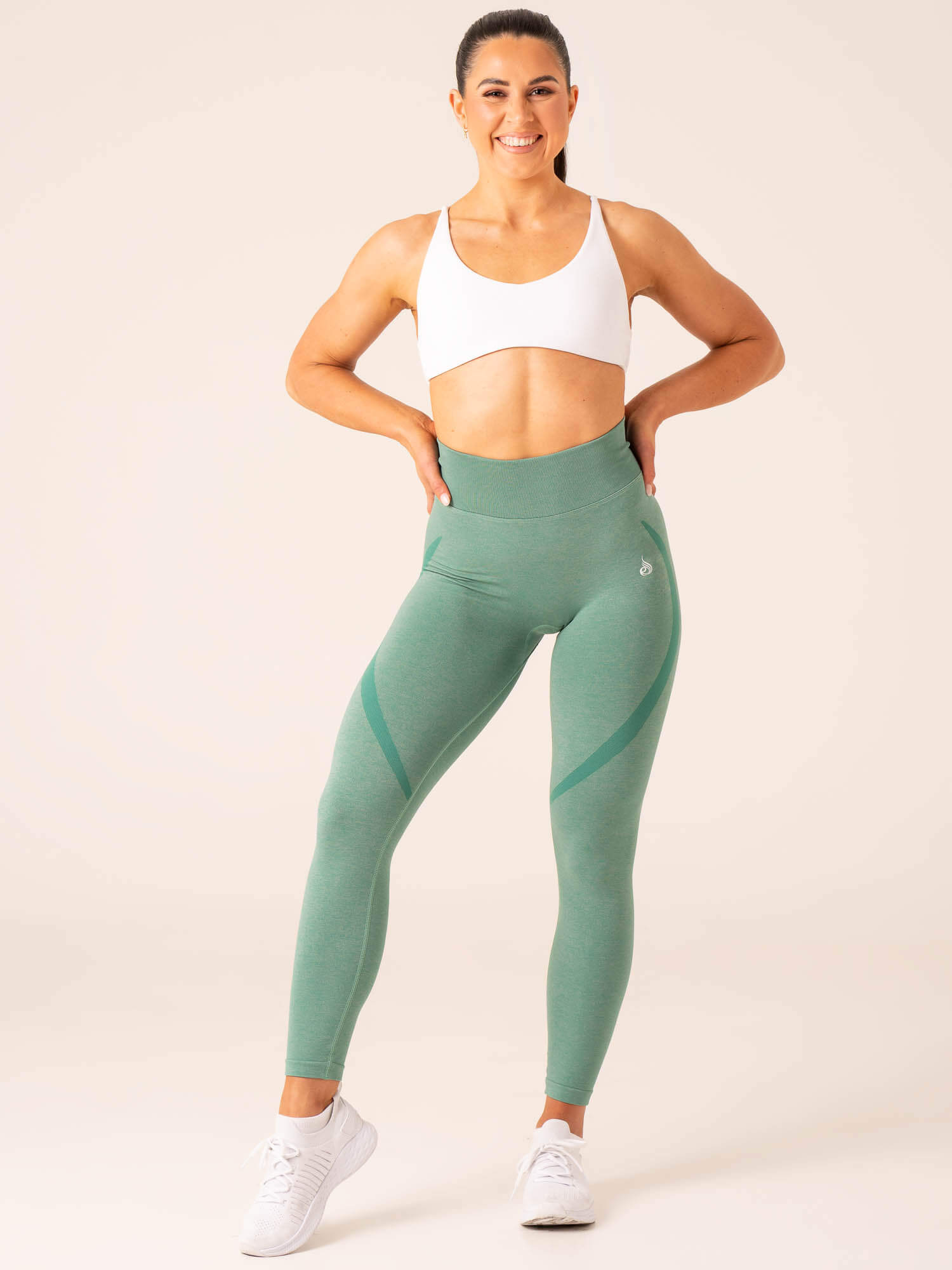 Staples Seamless Leggings for Women - Forest Green Marl Yoga Pants, Workout Leggings for Running, Gym & Lounge Wear