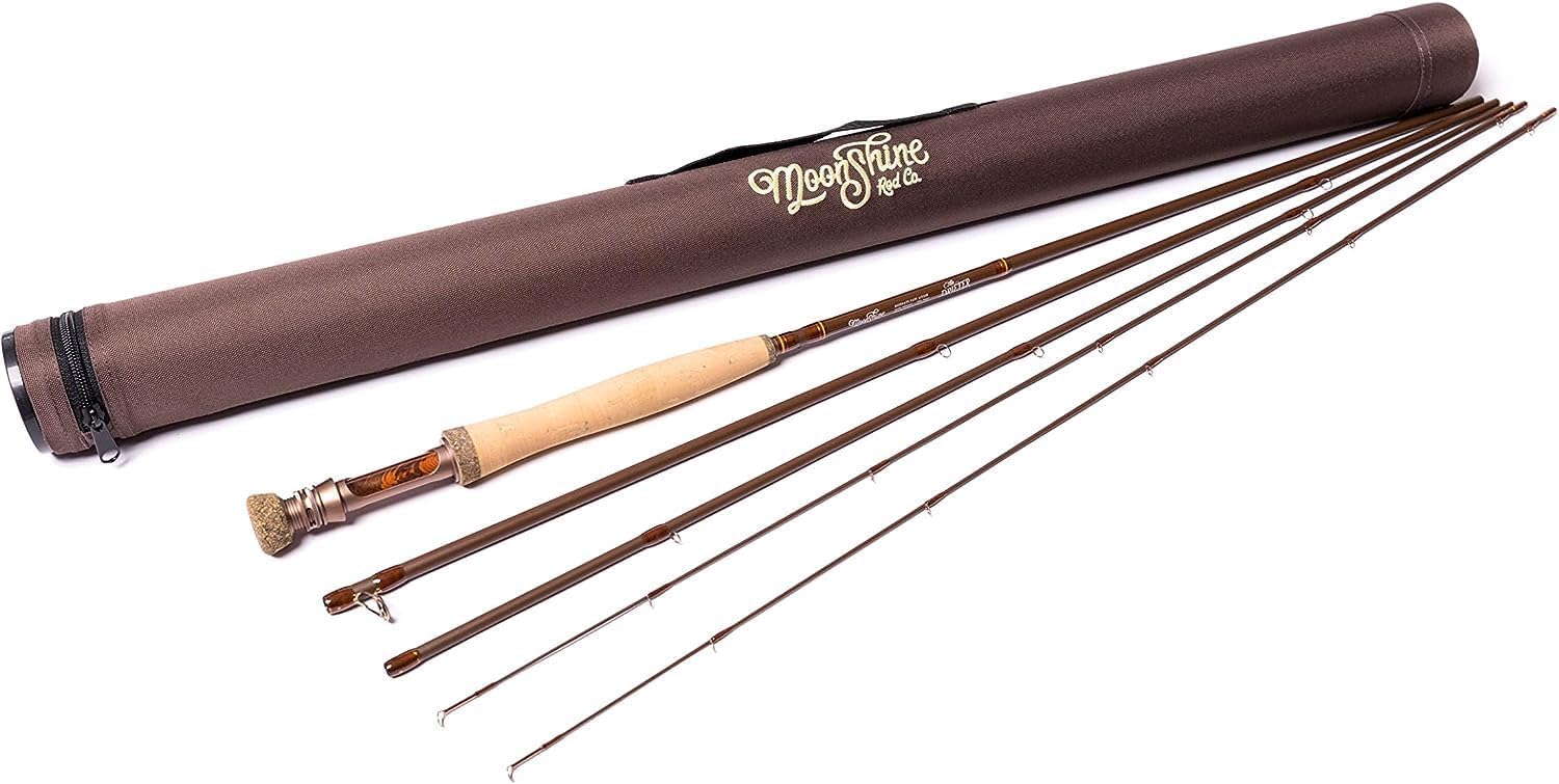 Premium Moonshine Rod Co. Fly Fishing Rod with Durable Carrying Case & Extra Tip - Slow/Medium/Fast Action for Trout, Bass & Salmon - Perfect for Streams, Rivers & Lakes