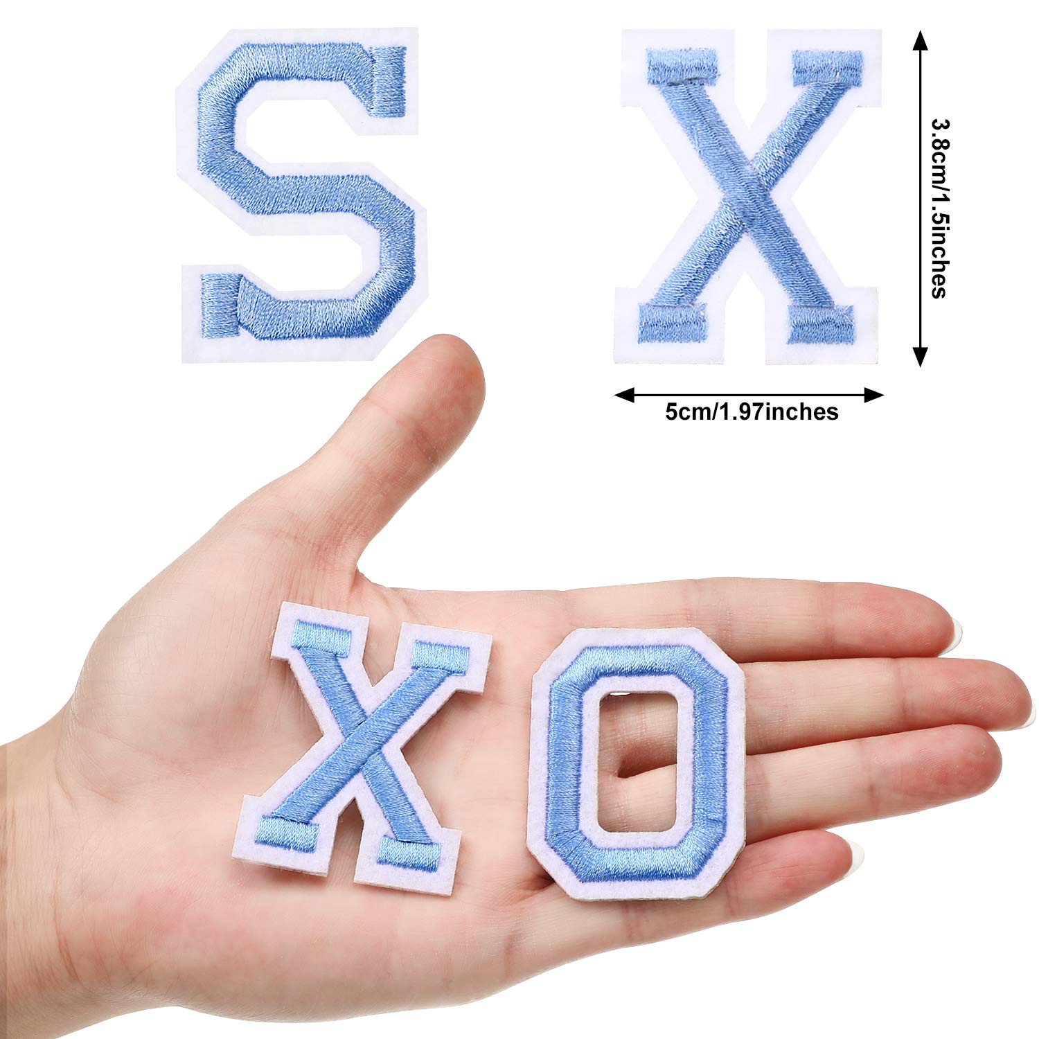 52 Pieces Iron On Letters Patches - A-Z Alphabet Appliques with Adhesive for DIY Clothing, Hats, Bags & Shoes Repair (Blue) | Embroidered Decorative Patches for Customizing Jeans, Jackets & Backpacks