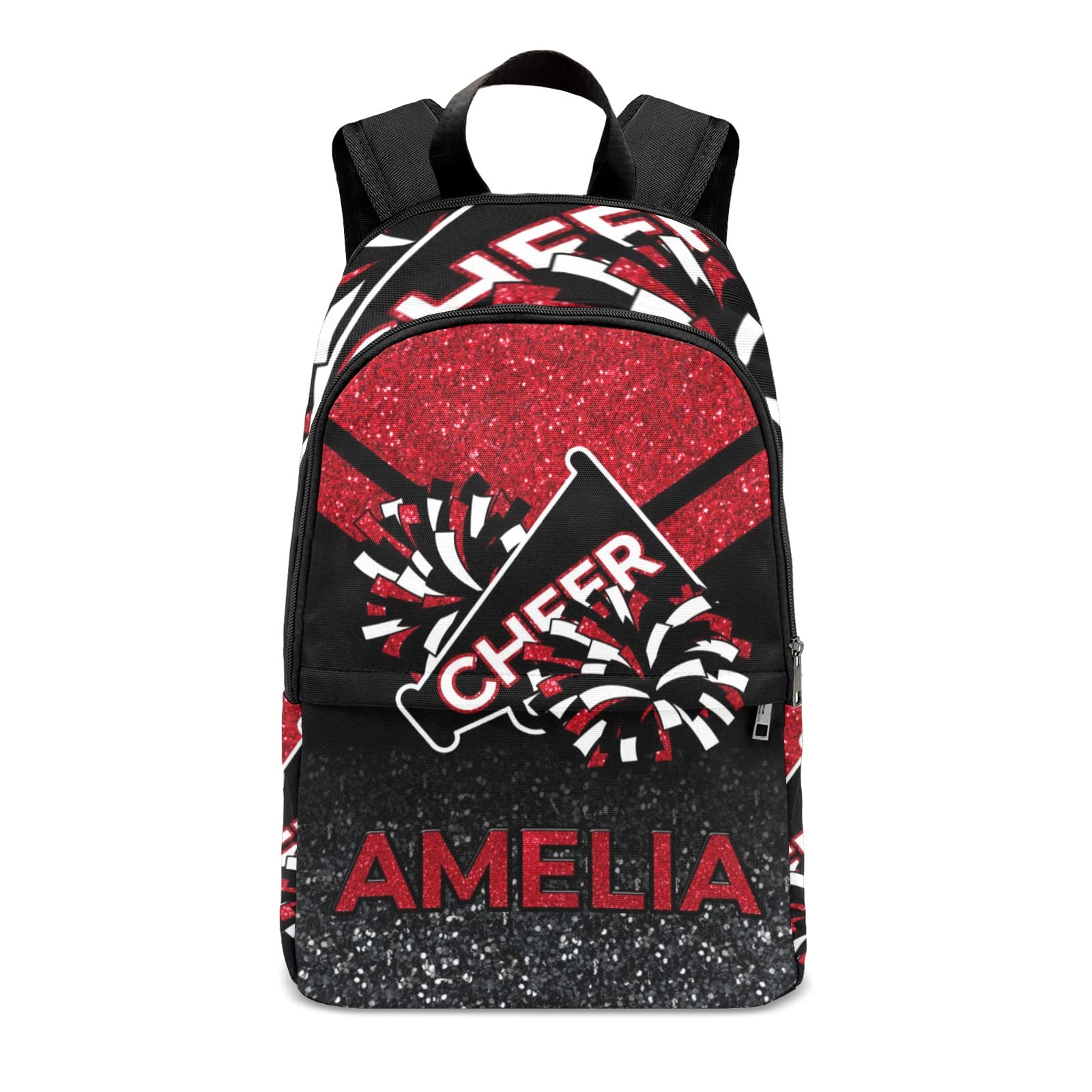 Custom Personalized Cheerleader Red Backpack for Teens - Travel Bookbag School Bag with Name Embroidery 11.8x5.51x17.72 inches - Perfect for School, Sports & Weekend Adventures