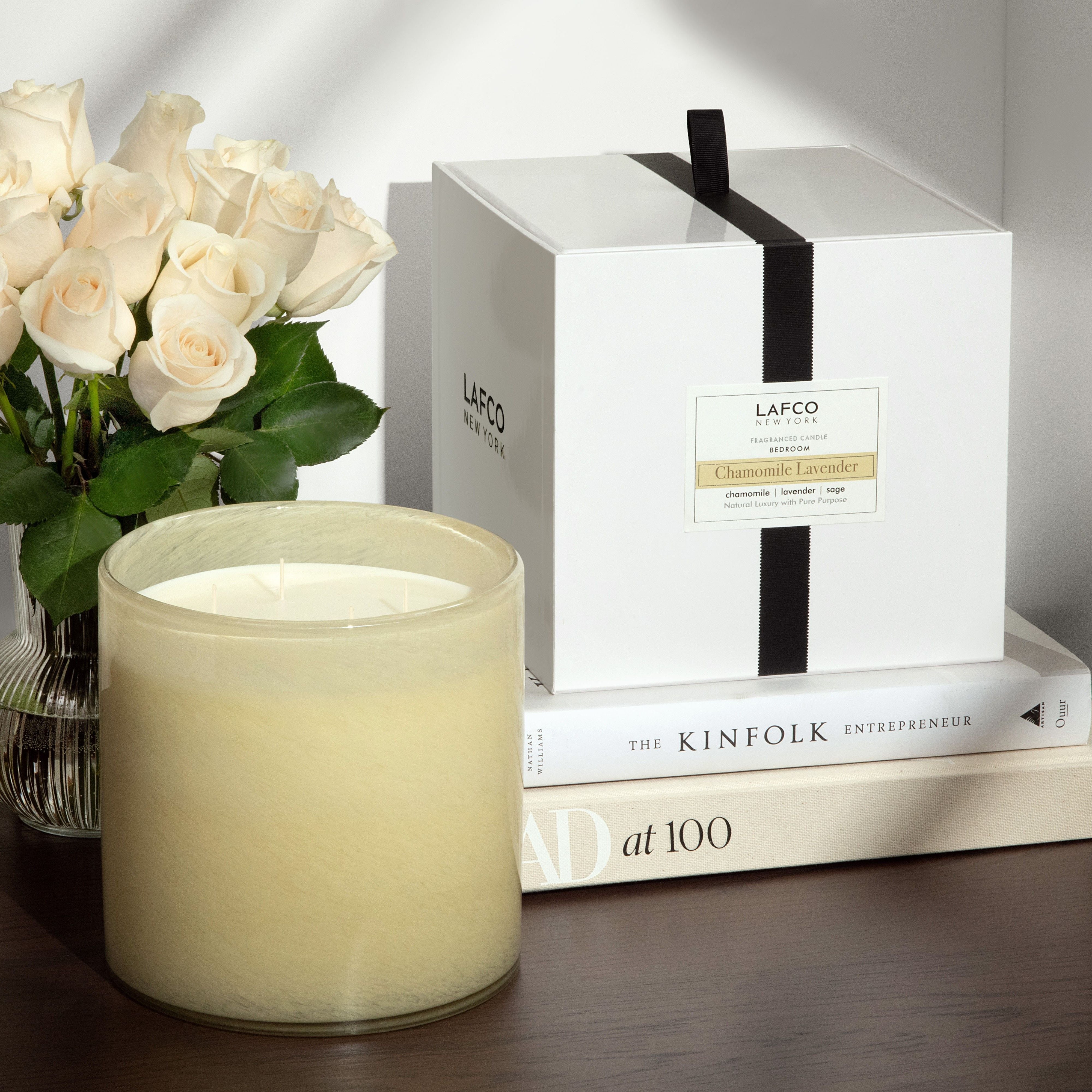 Premium Chamomile Lavender Scented Candle - Natural Soy Wax, Long-Lasting Aromatherapy for Relaxation & Stress Relief - Perfect for Bedroom, Bathroom & Meditation Spaces