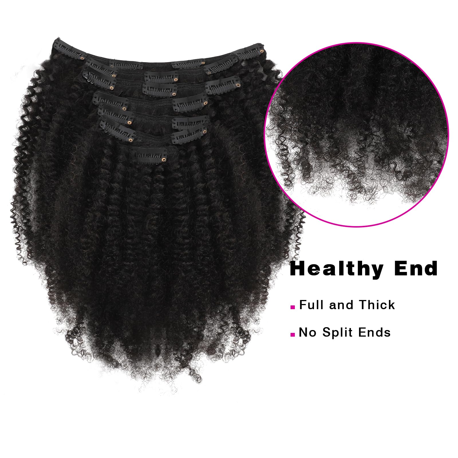Sassina 22 Inch Double Wefts Afro Curly Clip-in Human Hair Extensions - 3C/4A Remy Hair with 17 Invisible Seamless Clips (7pcs/120g) for African American & Black Women | Perfect for Daily Styling, Special Occasions & Protective Hairstyles