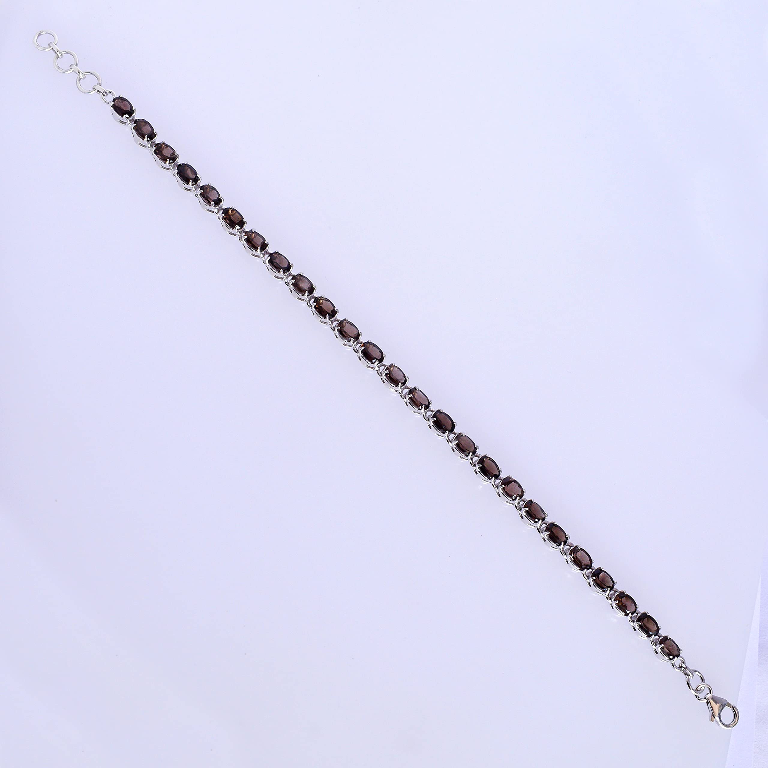 Smoky Quartz Gemstone 925 Sterling Silver Bracelet - Handmade Jewelry for Women, Elegant Birthday Gift for Her, Perfect for Special Occasions & Everyday Wear