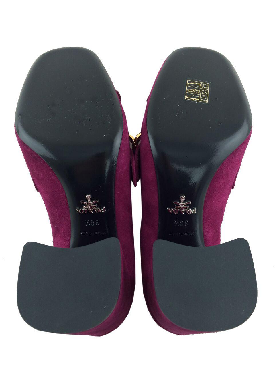 Prada Suede Buckle Kiltie Loafers Women's Size 8.5 - Classic Italian Leather Slip-On Shoes for Business Casual & Office Wear