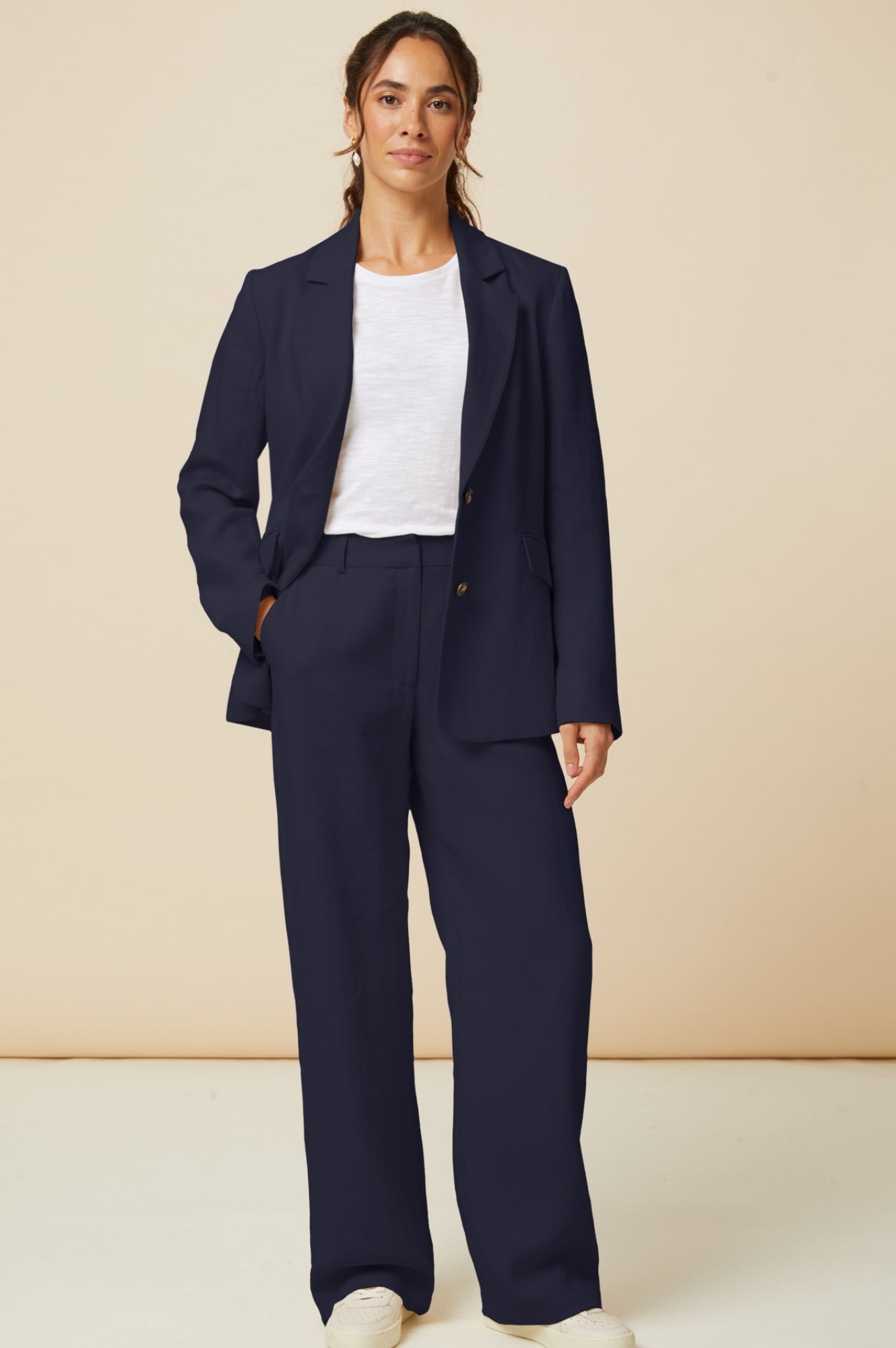 Premium Linen Blend Trousers for Men & Women - Comfortable Navy Blue Pants for Casual Wear, Office & Summer Outfits