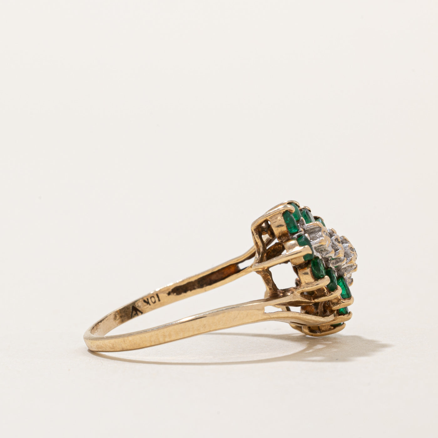 Emerald and Diamond Waterfall Ring - 0.70ctw Gemstone, 0.015ctw Diamonds - Size 7.5 - Elegant Jewelry for Weddings, Anniversaries & Special Occasions