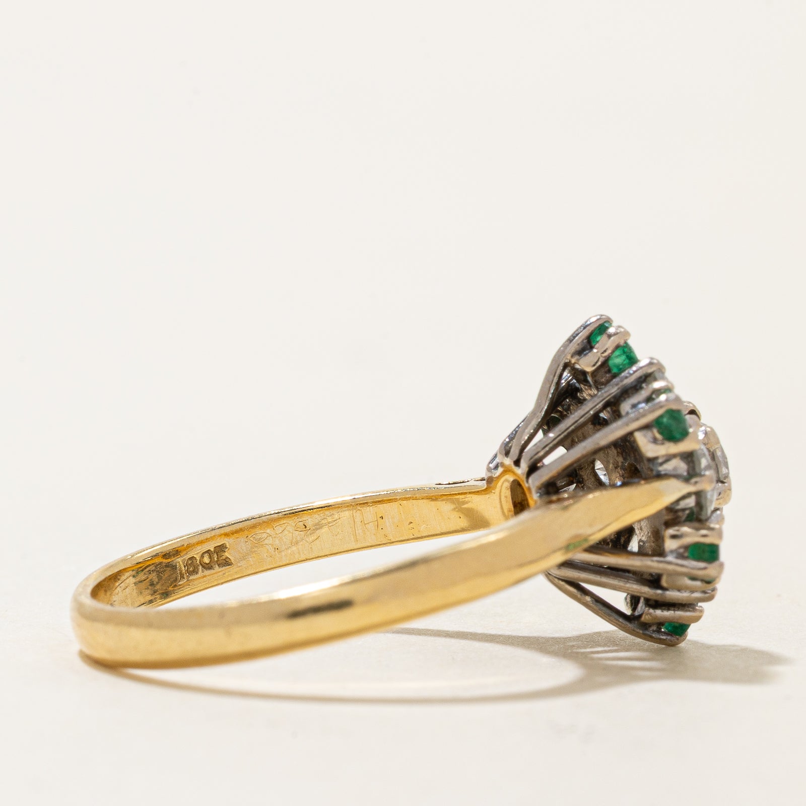 Emerald and Diamond Cluster Ring - 0.24ctw Gemstone with 1.05ctw Diamonds - Size 7.25 - Elegant Wedding, Anniversary, or Gift Jewelry for Women