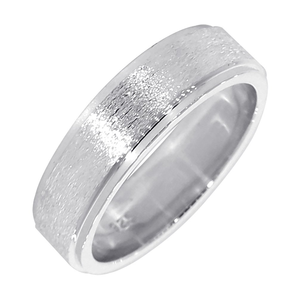 Men's Wedding Band Ring - 7mm Wide Sterling Silver with Satin Polish Finish | Perfect for Weddings, Anniversaries & Special Occasions