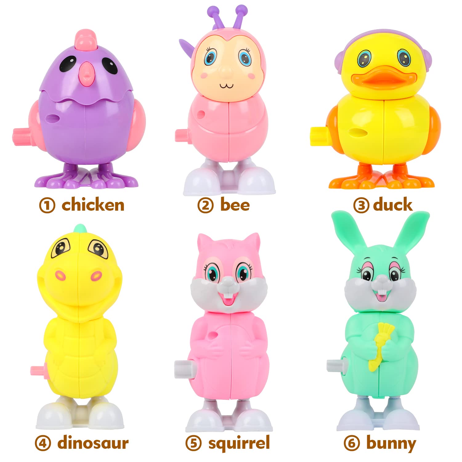 LOKIPA 6PCS Large Easter Wind Up Toys for Kids - Fun Easter Egg Hunt Prizes, Basket Stuffers & Party Favors - Perfect for Easter Decorations & Spring Celebrations
