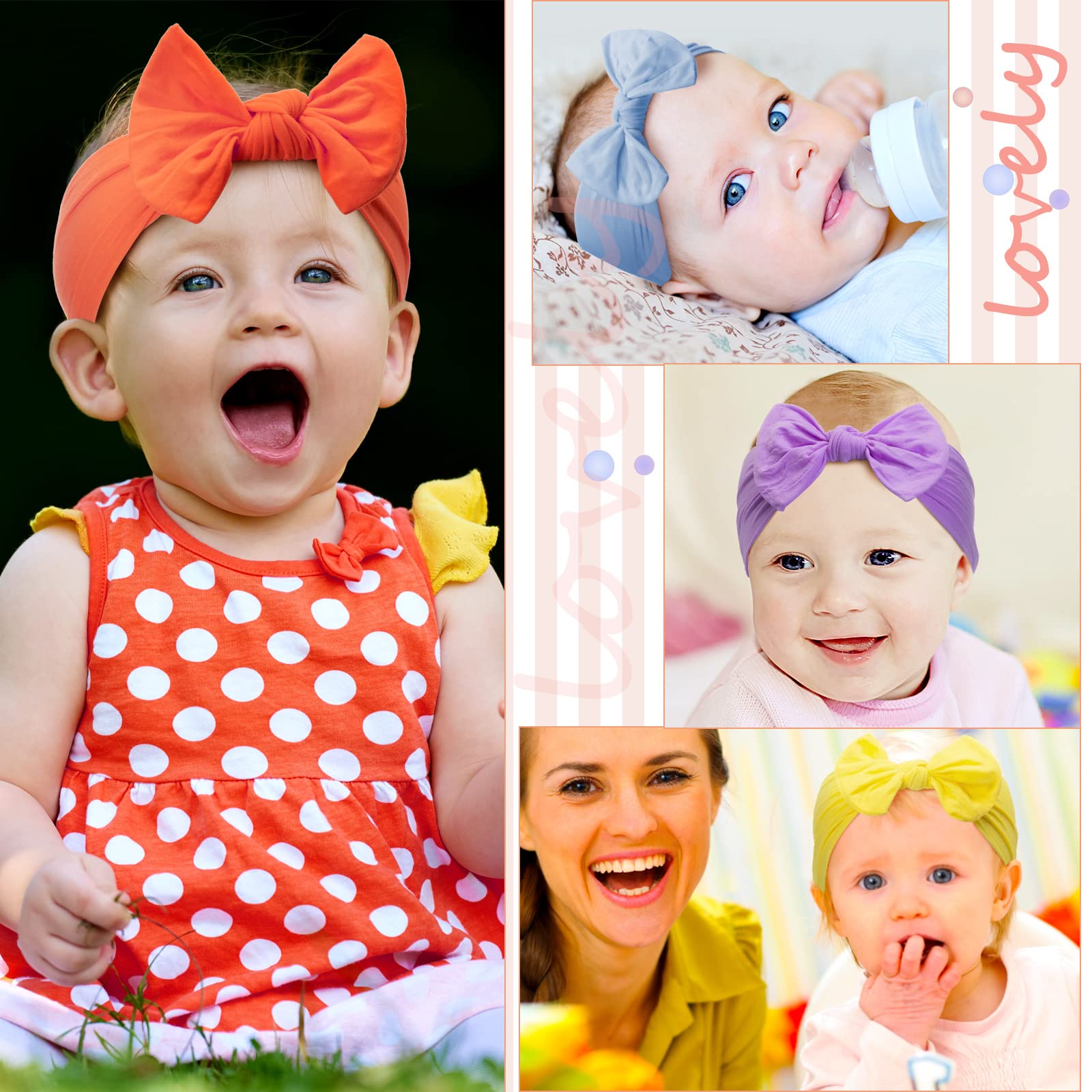 Janinka 42 Pcs Baby Hairbands Set - Soft Nylon Headbands with Bows for Girls & Boys, Newborn to Toddler Age (0-4 Years) | Perfect for Daily Wear, Parties, Photo Shoots & Special Occasions