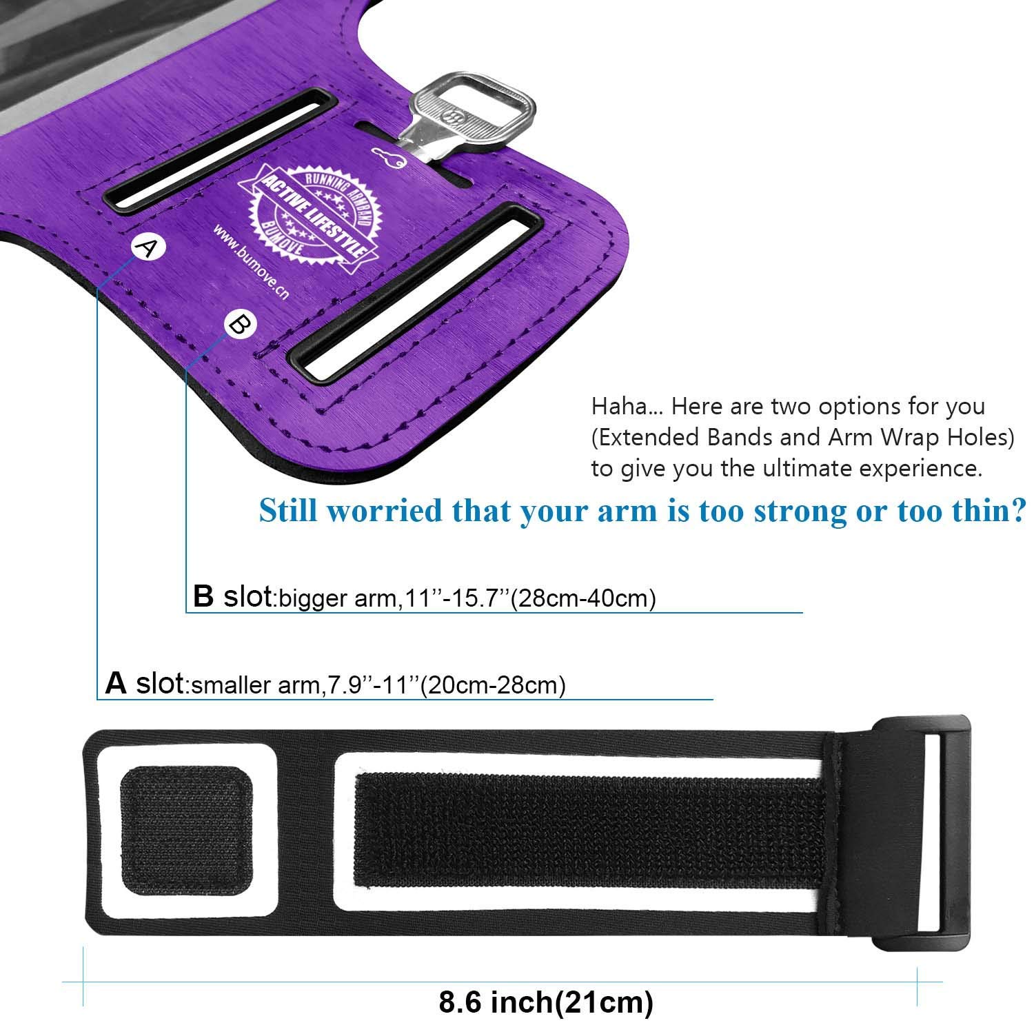 Samsung Galaxy S25/S24/S23/S22/S21/S20/S10 Running Armband with Card Holder - Adjustable Phone Armband for Gym, Workouts, Jogging & Sports (Purple) - Perfect for Running, Cycling & Fitness Activities