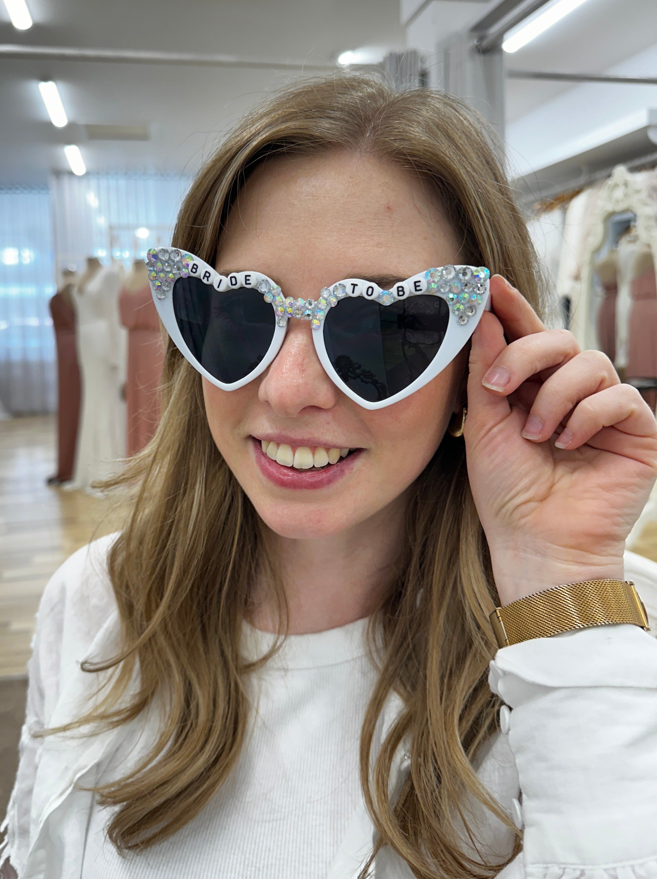 Bride To Be Heart Sunglasses - Cute Heart-Shaped Sunglasses for Bachelorette Parties & Wedding Celebrations