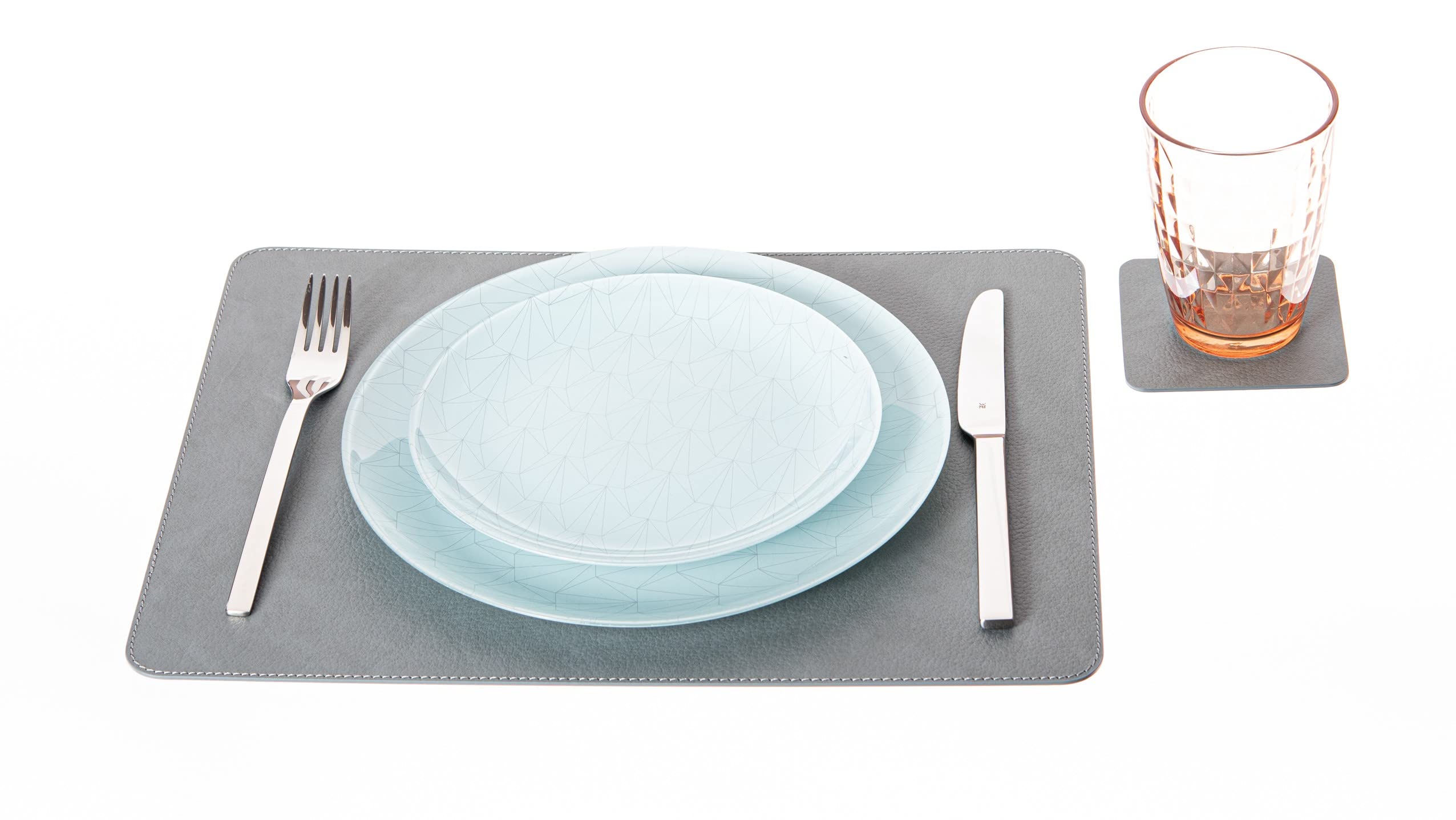 Eco-Friendly Recycled Leather Placemat and Coaster Set - 4 Placemats (15.7