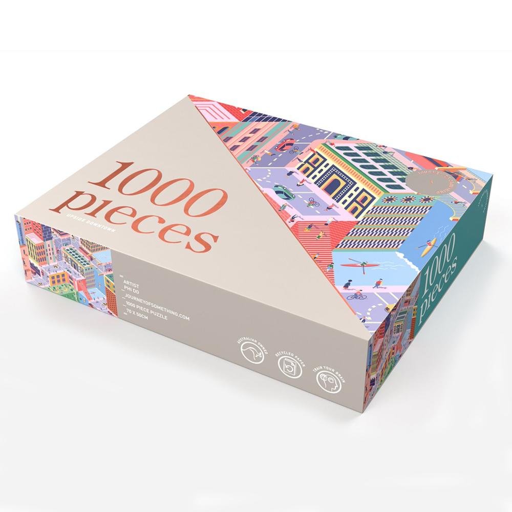 Upside Downtown 1000 Piece Jigsaw Puzzle for Adults - Challenging Cityscape Art Puzzle for Family Game Night & Stress Relief