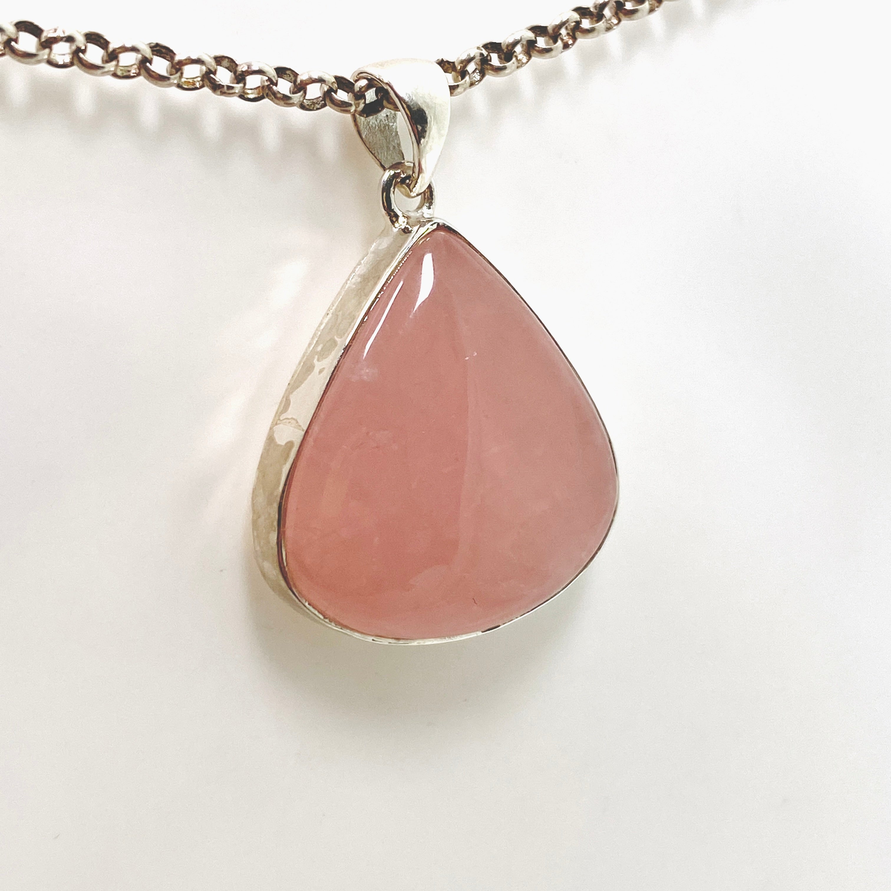 Rose Quartz Teardrop Cabochon Pendant KPGJ4689 - Natural Gemstone Jewelry for Women, Healing Crystal Necklace for Meditation, Yoga & Spiritual Gifts