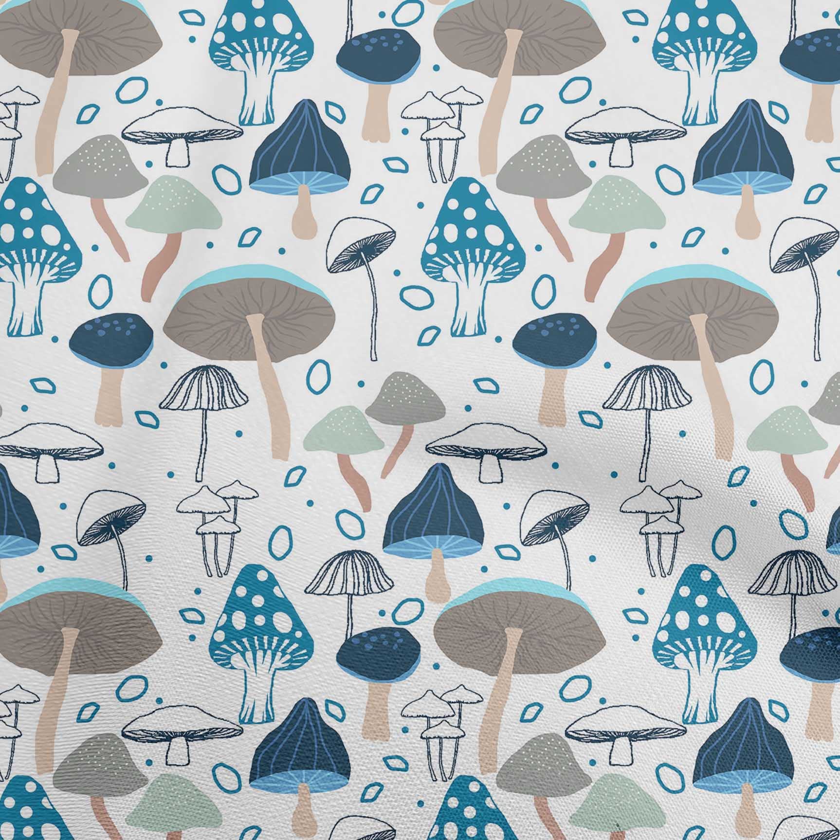 Velvet White Fabric Mushroom Print by The Yard - 58 Inch Wide DIY Sewing Material for Clothing, Home Decor & Crafts | Soft Textured Fabric for Dresses, Curtains & Upholstery