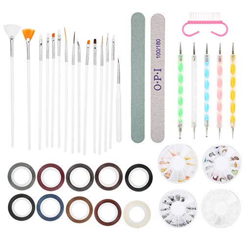Professional Nail Art Kit with Dotting Tools & Rhinestones for Home Salon Use