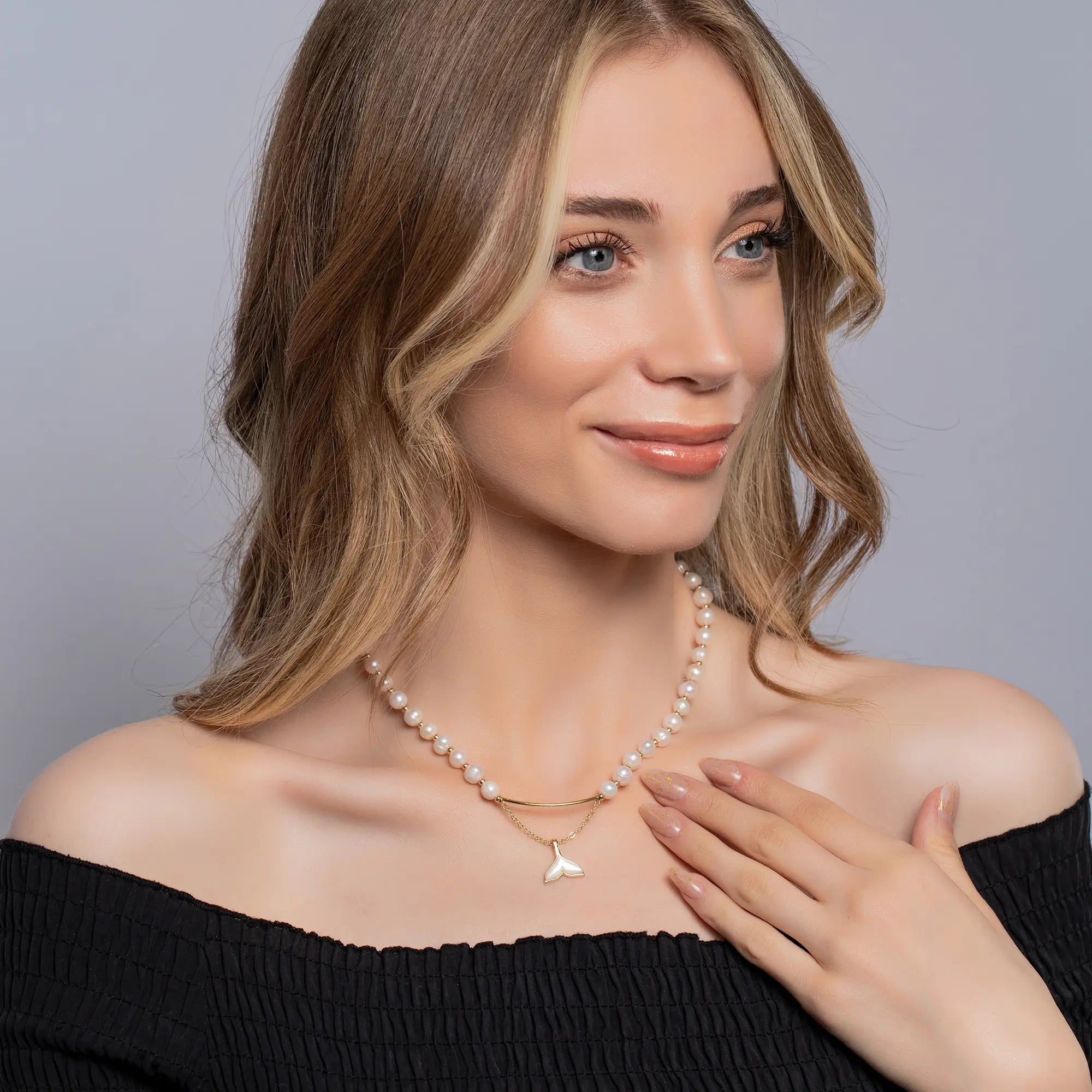 Organic Pearl Necklace for Women - Elegant Natural Freshwater Pearls Jewelry Gift for Bridal, Wedding, Anniversary & Special Occasions